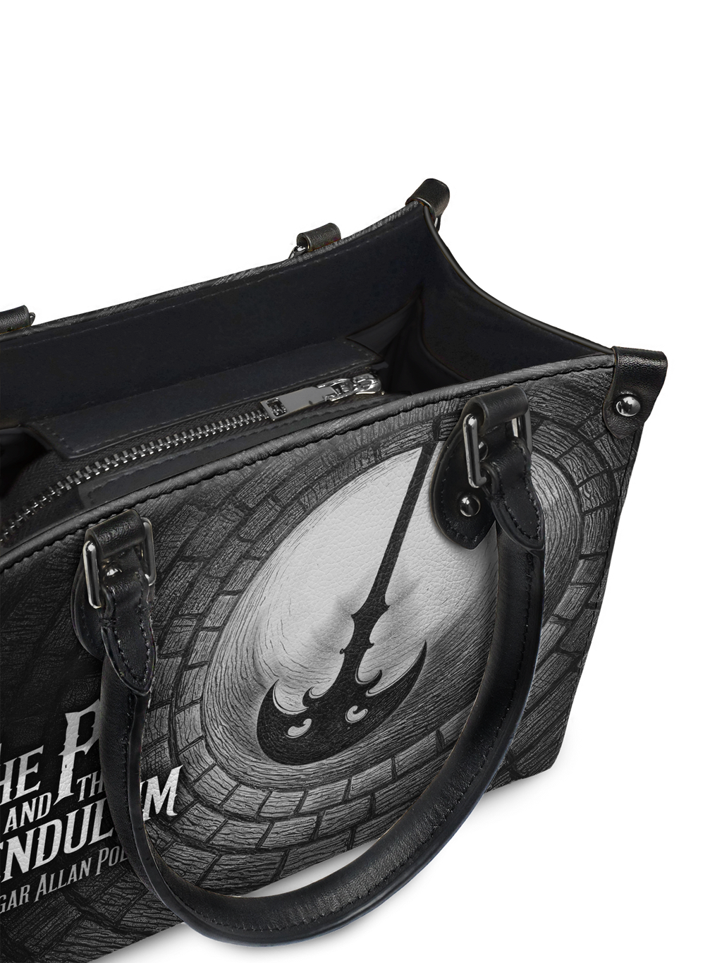 "The Pit And The Pendulum" - Black Interior - Small Leather Handbag