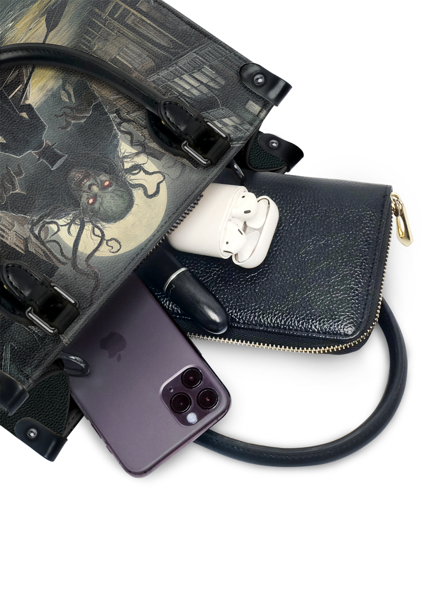 "The Shadow Over Innsmouth" - Black Interior - Small Leather Handbag