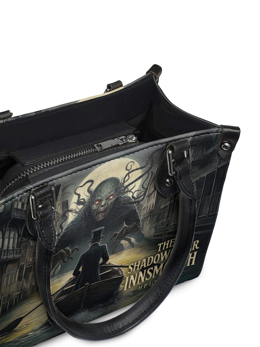 "The Shadow Over Innsmouth" - Black Interior - Small Leather Handbag