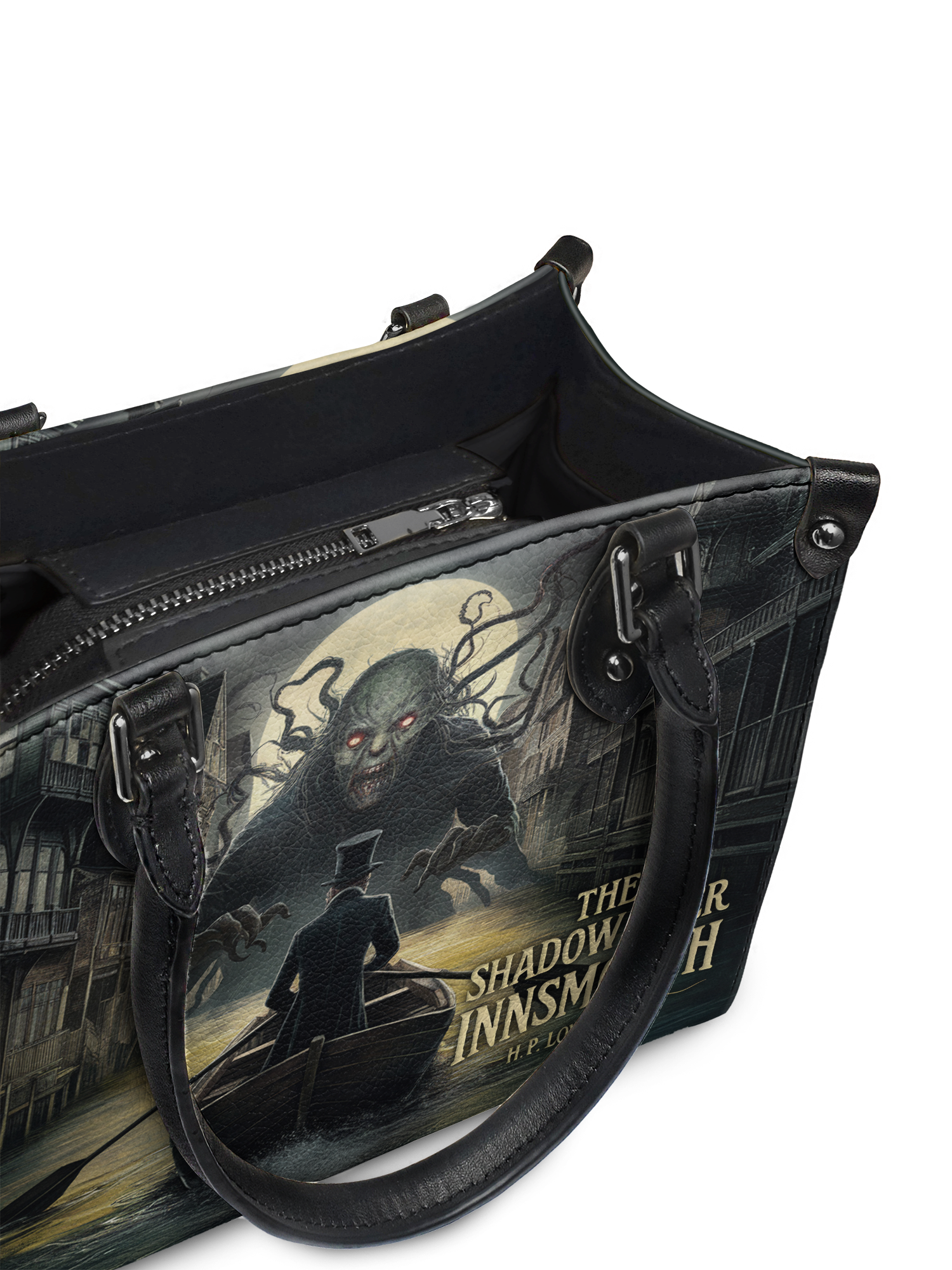 "The Shadow Over Innsmouth" - Black Interior - Small Leather Handbag