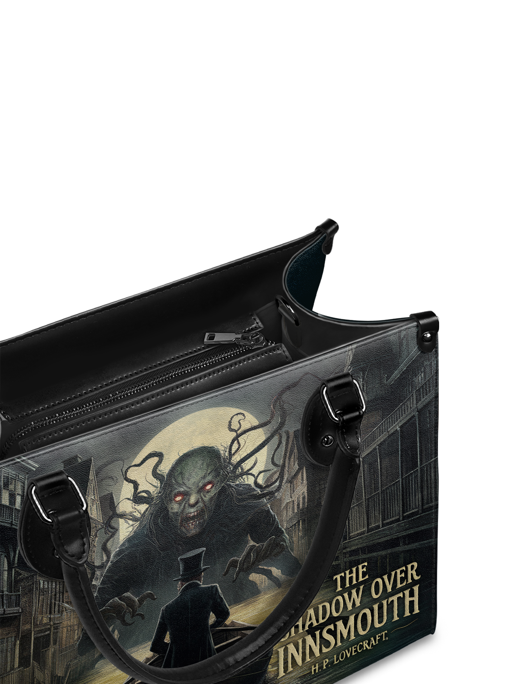 "The Shadow Over Innsmouth" - Black Interior - Leather Handbag