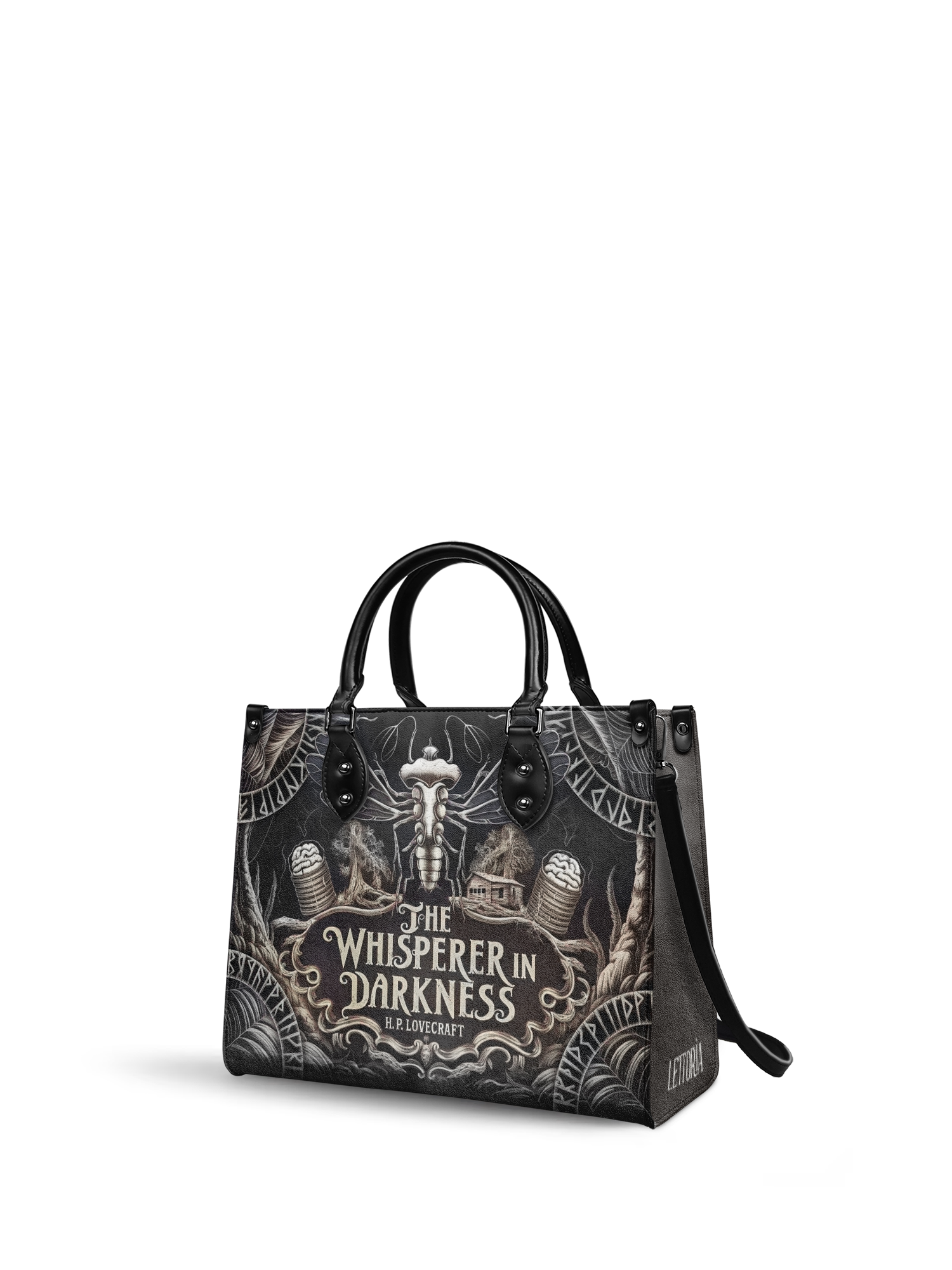 "The Whisperer In Darkness" - Black Interior - Leather Handbag