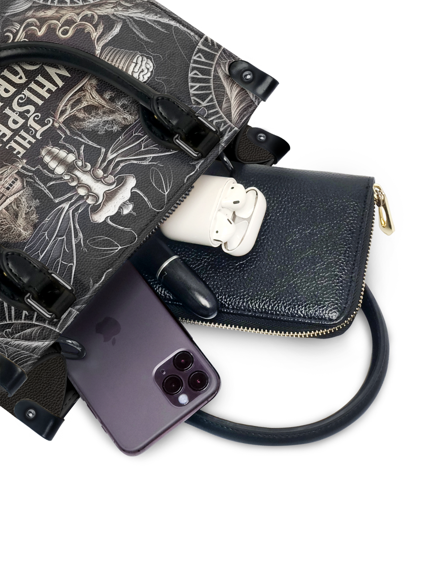 "The Whisperer In Darkness" - Black Interior - Small Leather Handbag