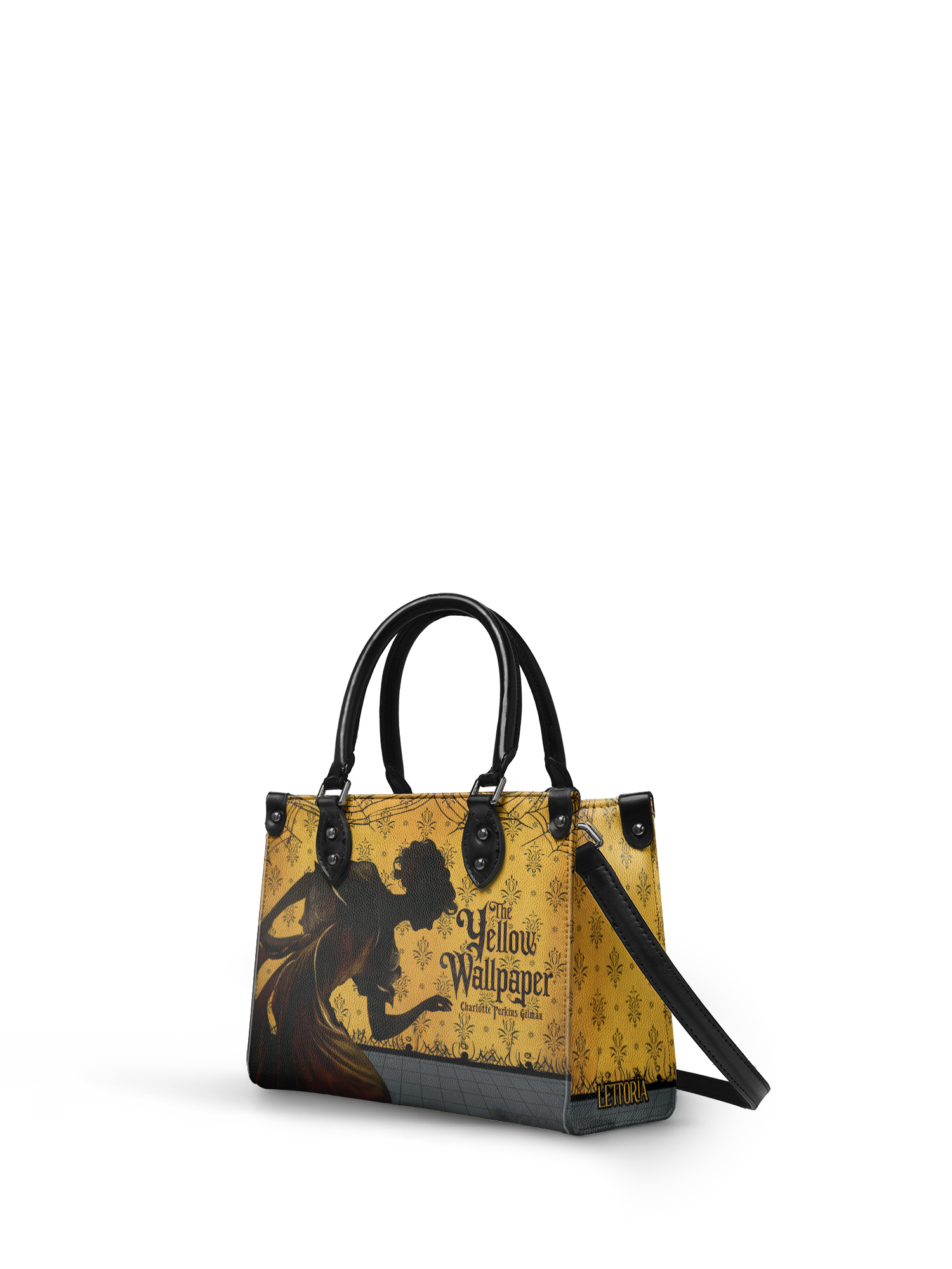 "The Yellow Wallpaper" - Black Interior - Small Leather Handbag