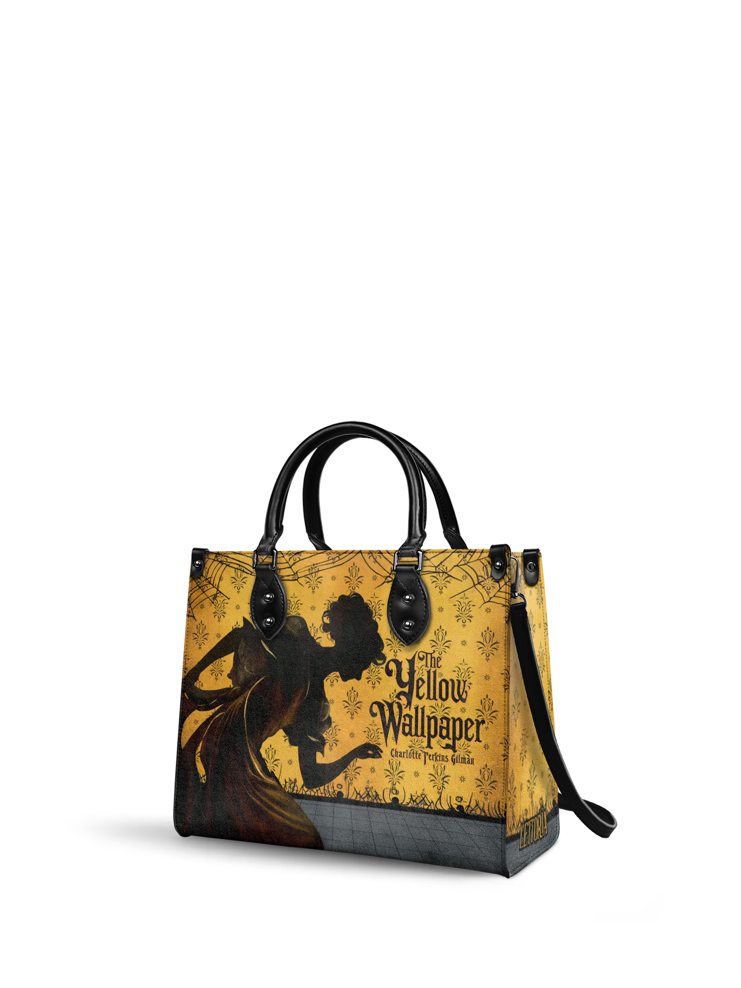 "The Yellow Wallpaper" - Black Interior - Leather Handbag