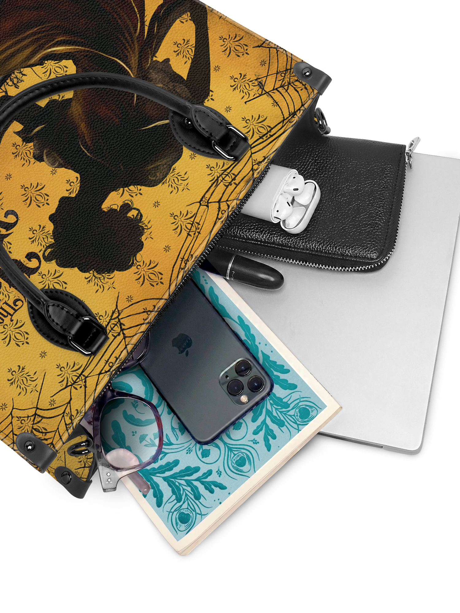 "The Yellow Wallpaper" - Black Interior - Leather Handbag