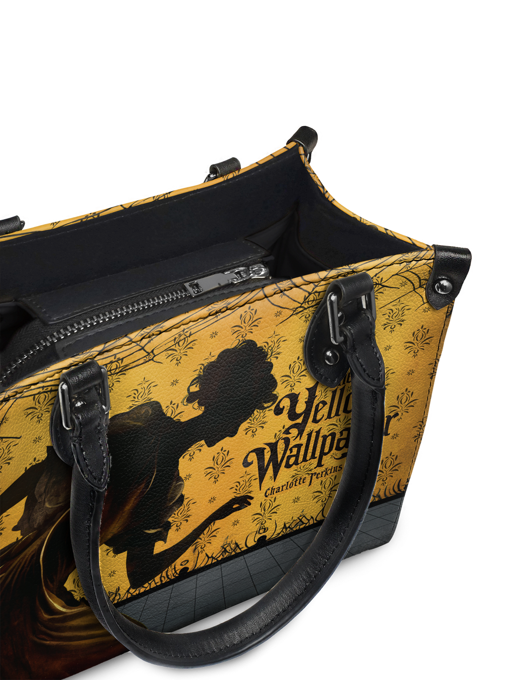 "The Yellow Wallpaper" - Black Interior - Small Leather Handbag
