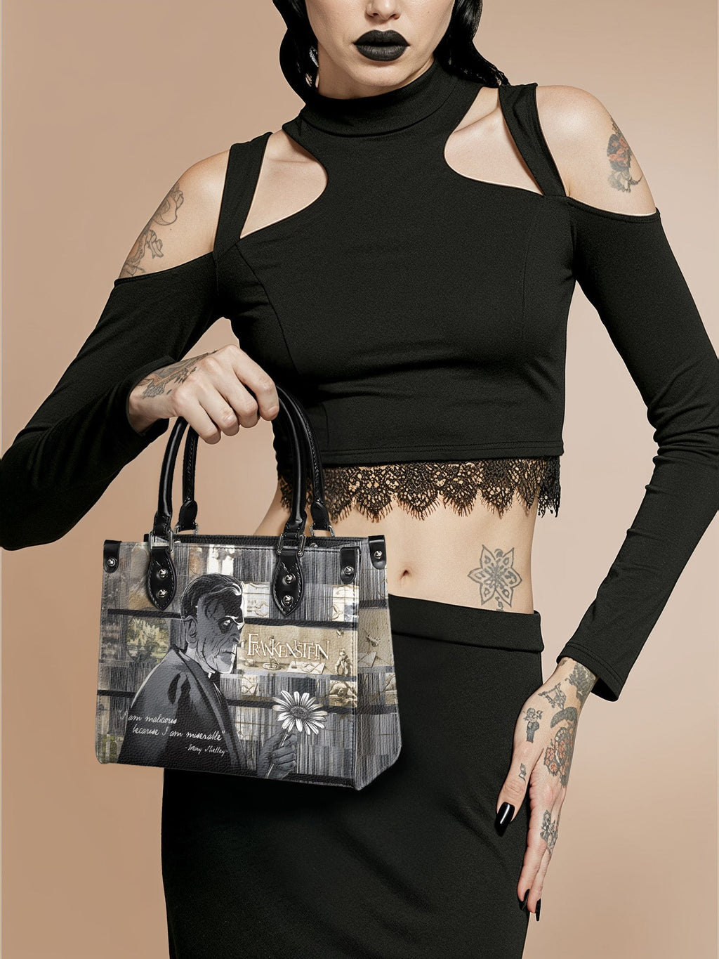"Frankenstein" Ashes of Hope - Black Interior - Small Leather Handbag