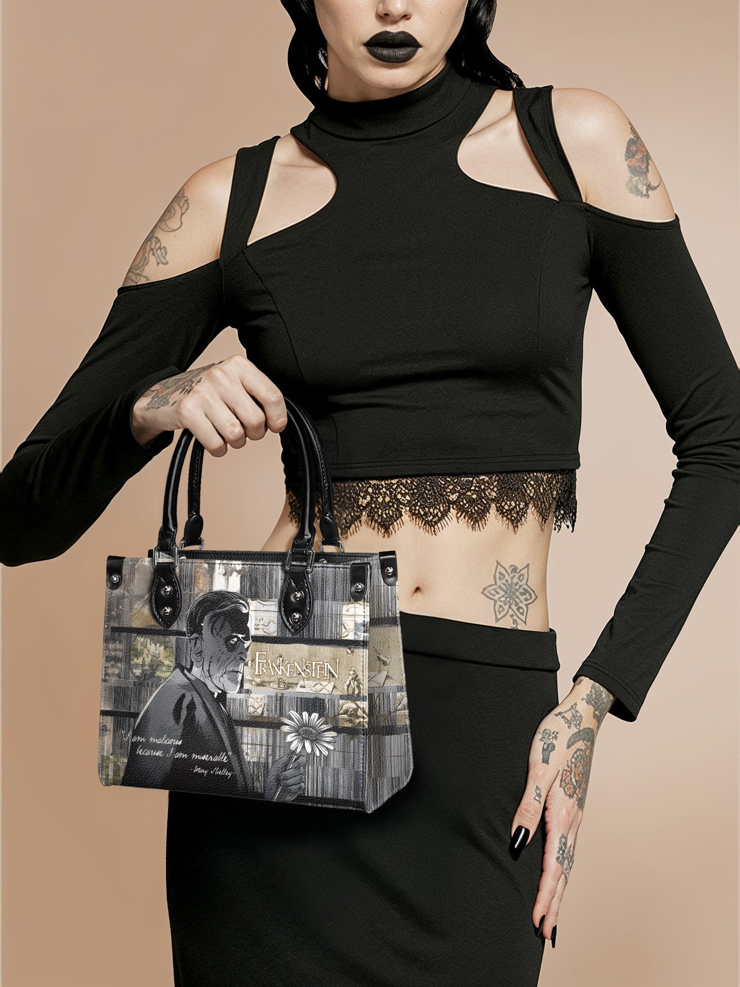 "Frankenstein" Ashes of Hope - Black Interior - Small Leather Handbag