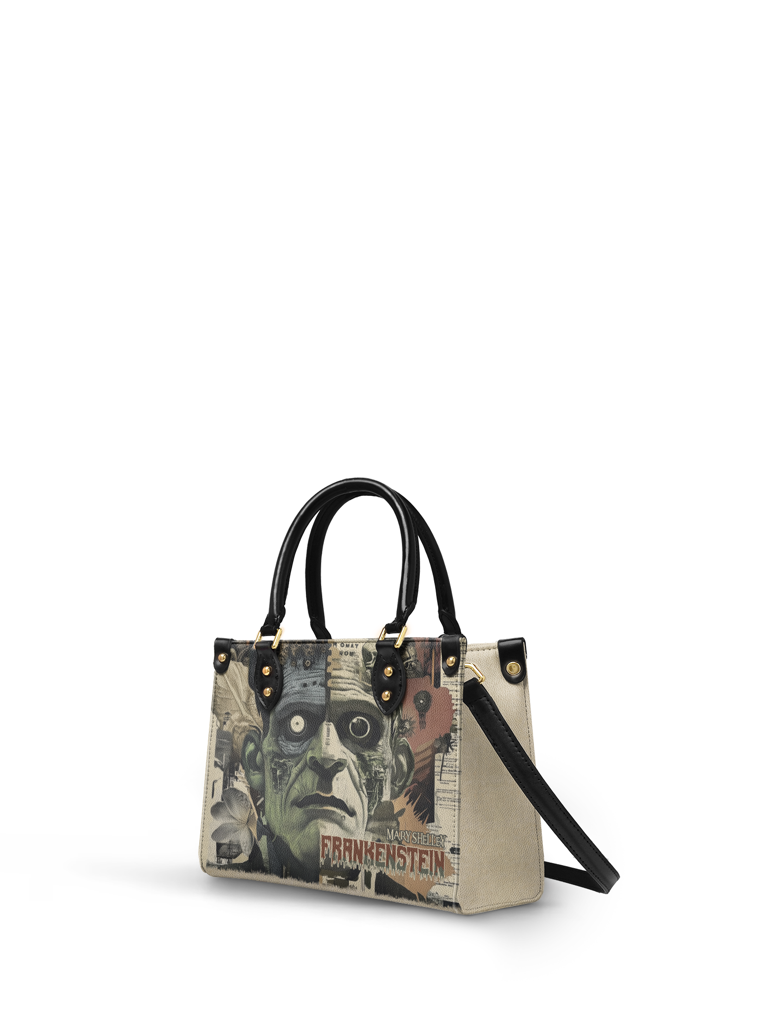 "Frankenstein" Old Parchment Small Leather Handbag