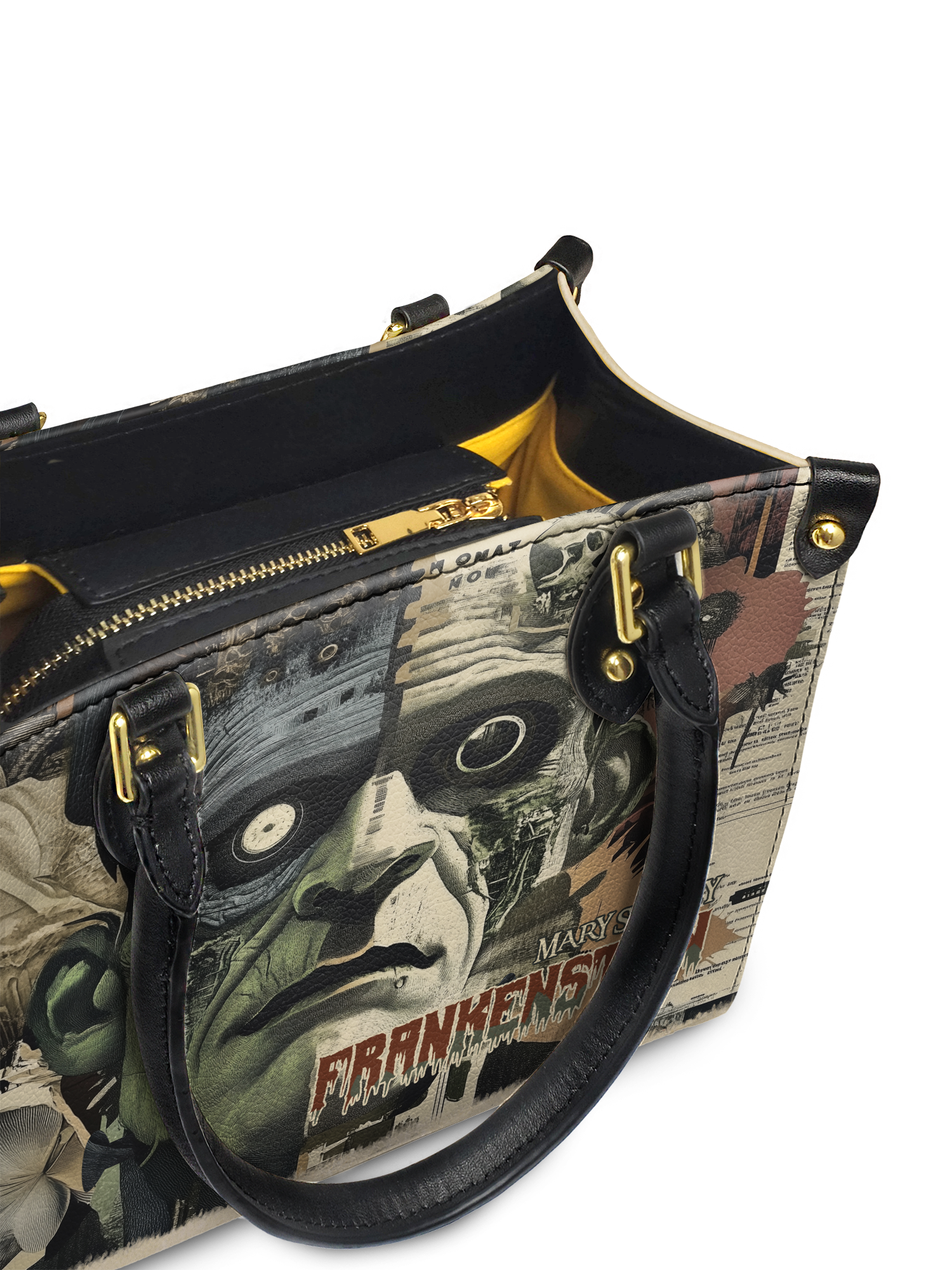 "Frankenstein" Old Parchment Small Leather Handbag