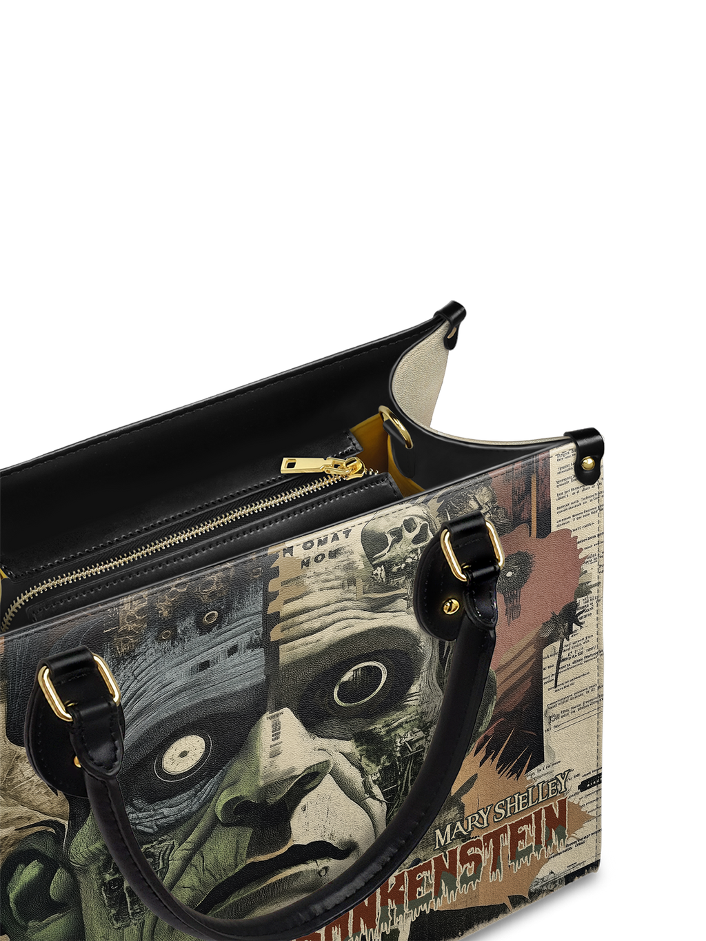 "Frankenstein" Old Parchment Leather Handbag