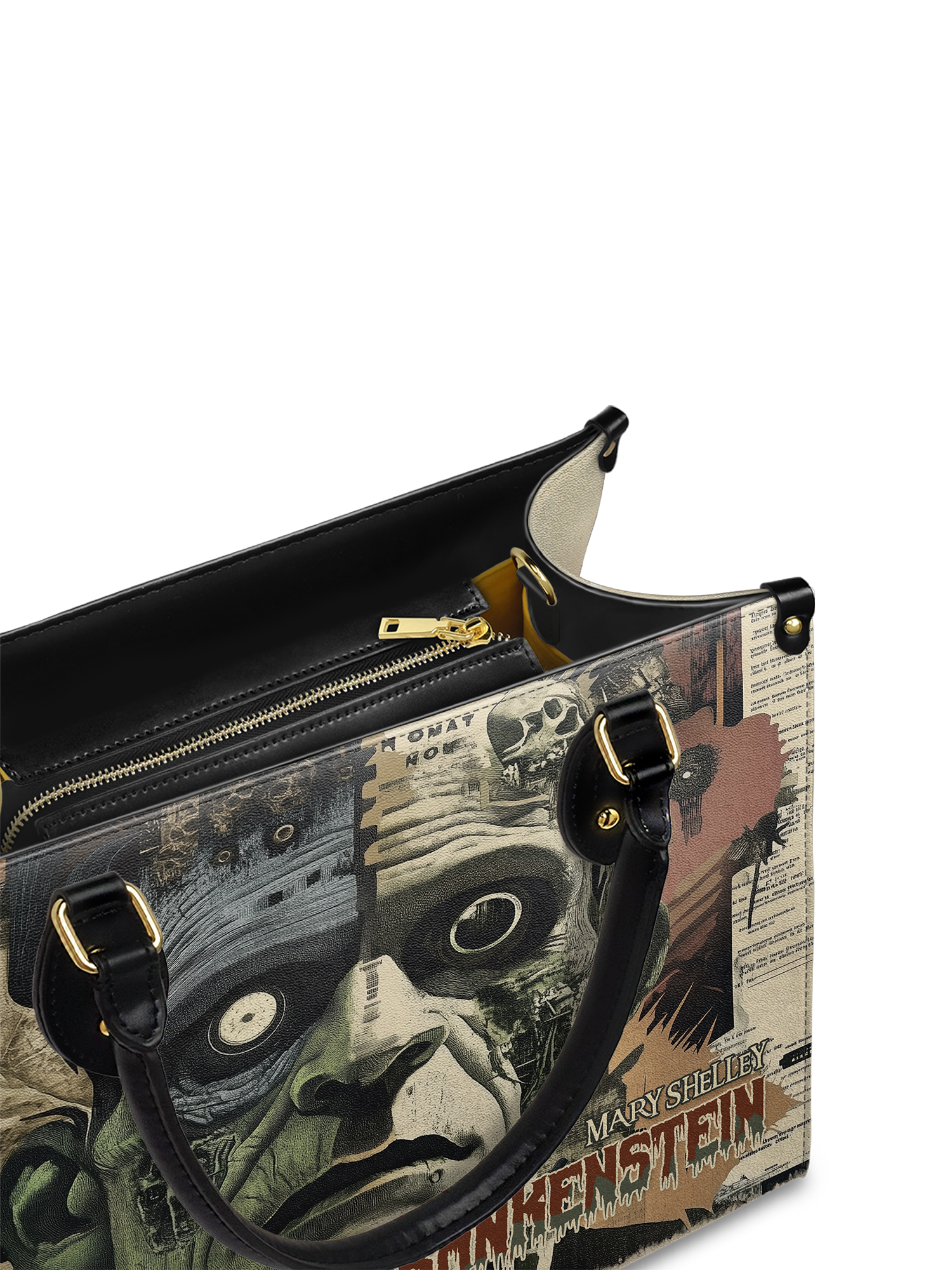 "Frankenstein" Old Parchment Leather Handbag