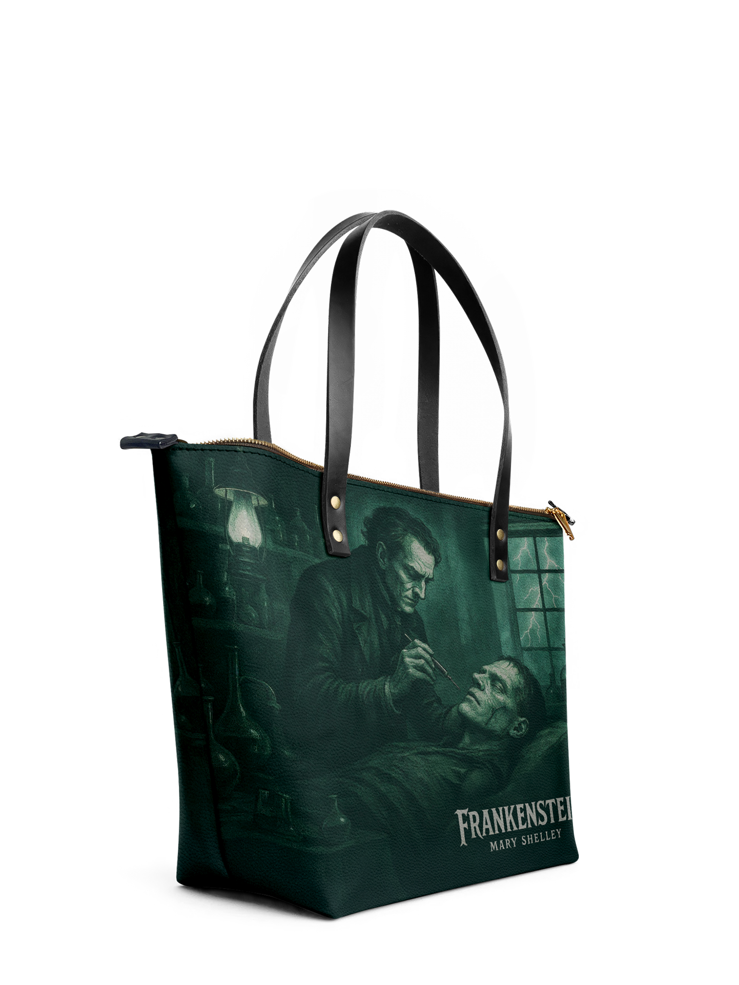 "Frankenstein" Mortuary Moss Leather Tote Bag