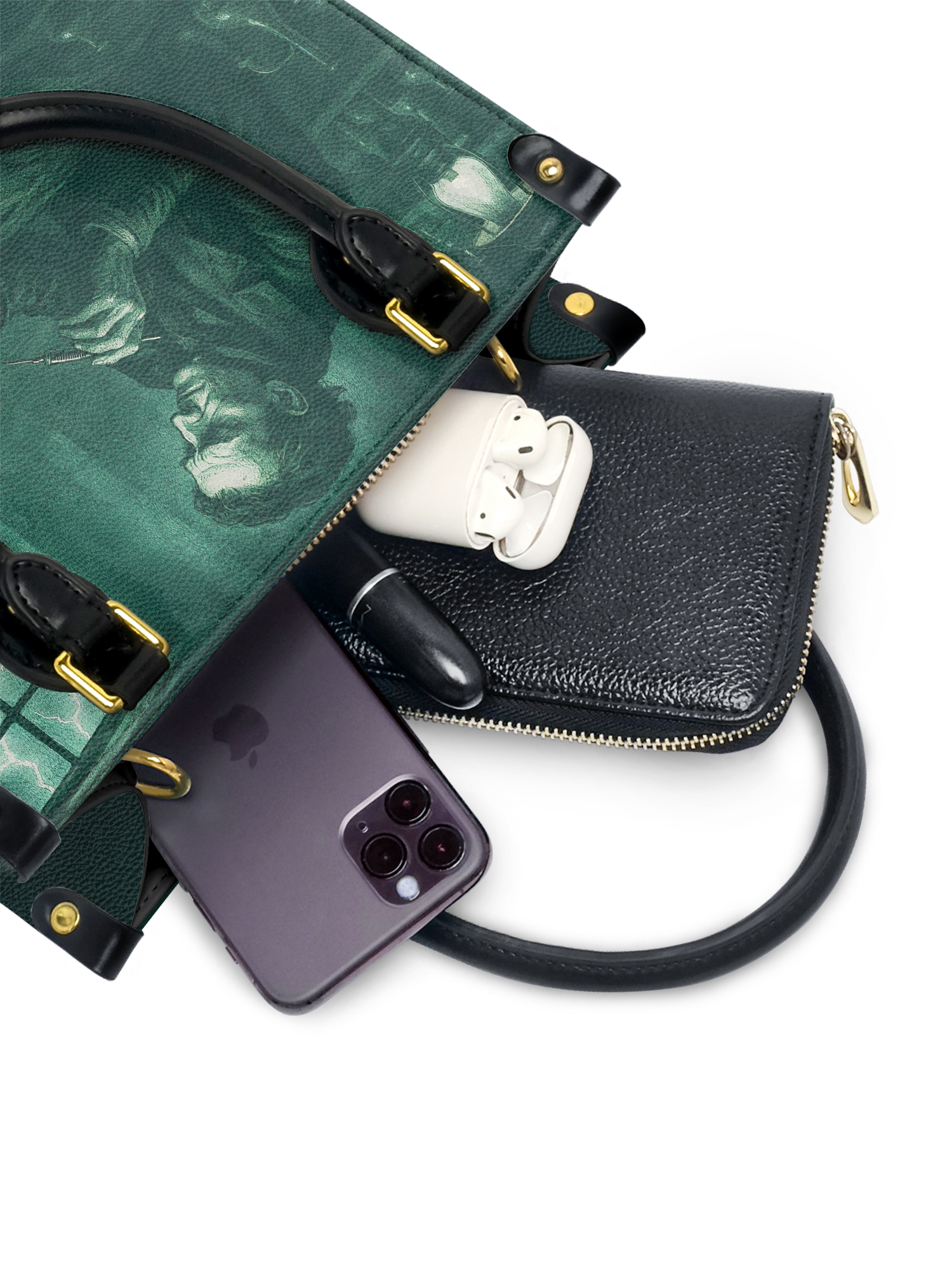 "Frankenstein" Mortuary Moss Small Leather Handbag