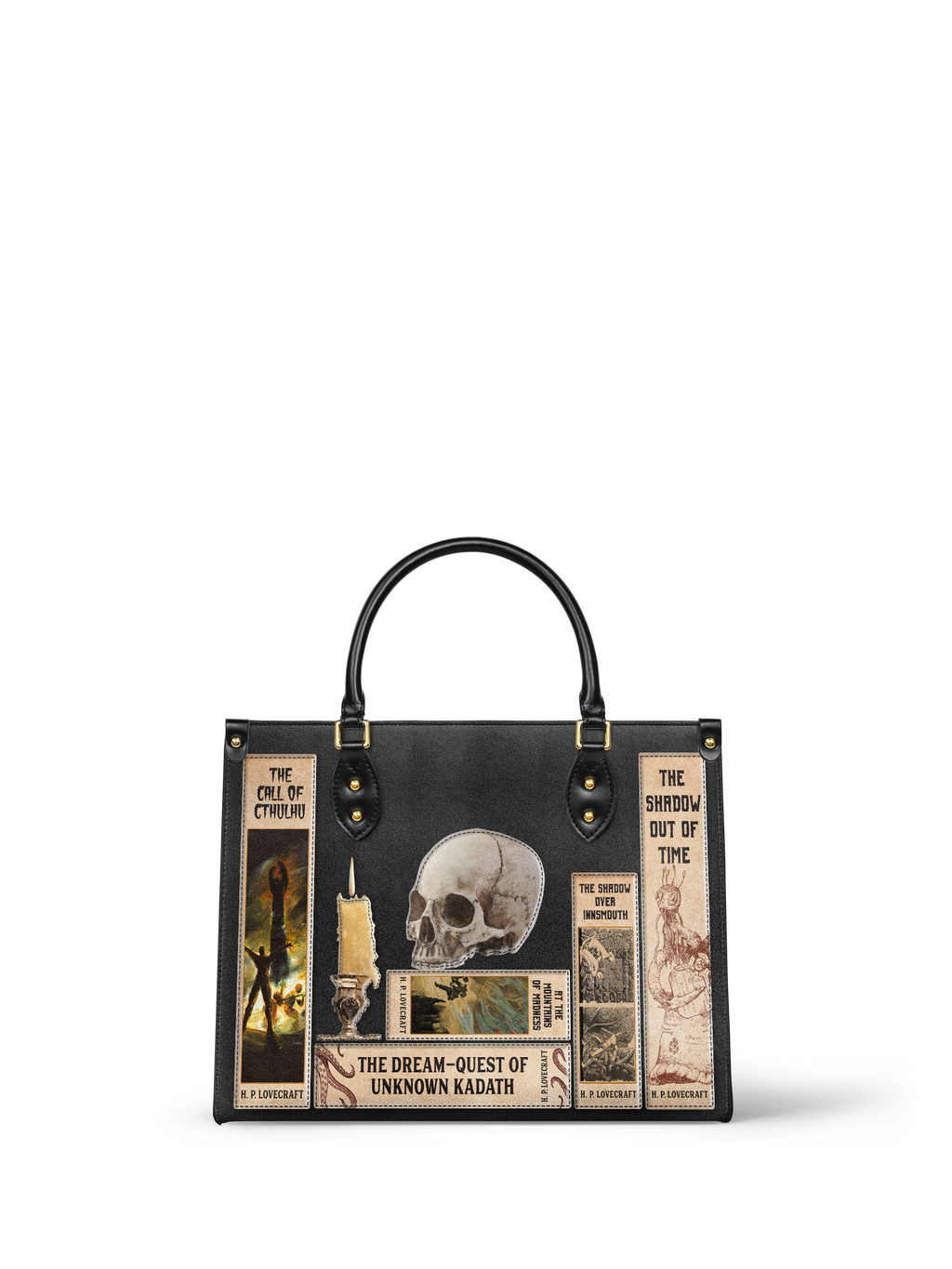 Lovecraftian Black Leather Handbag