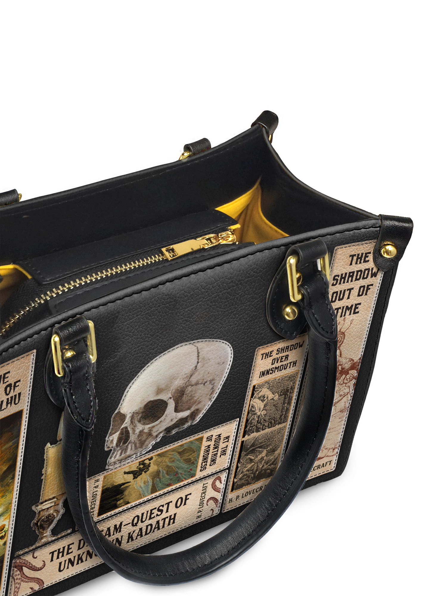 Lovecraftian Black Small Leather Handbag