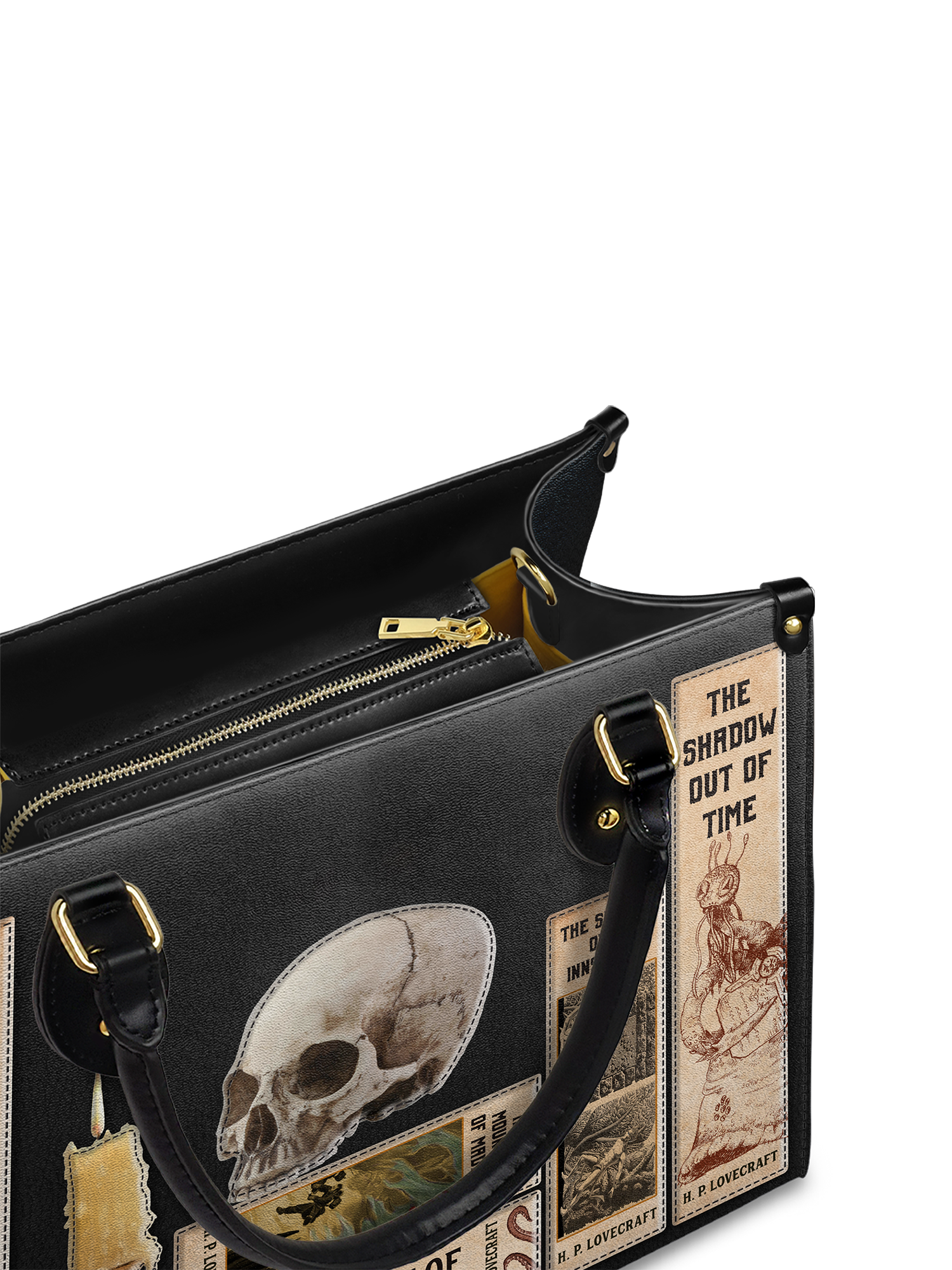 Lovecraftian Black Leather Handbag
