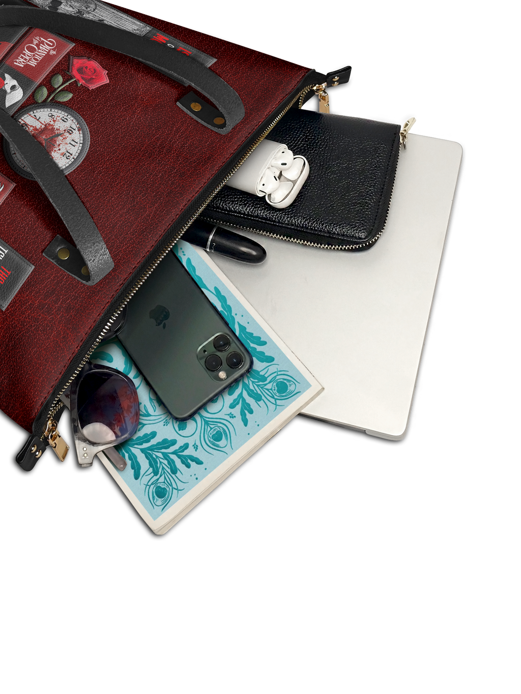 "The Crimson Codex" Leather Tote Bag