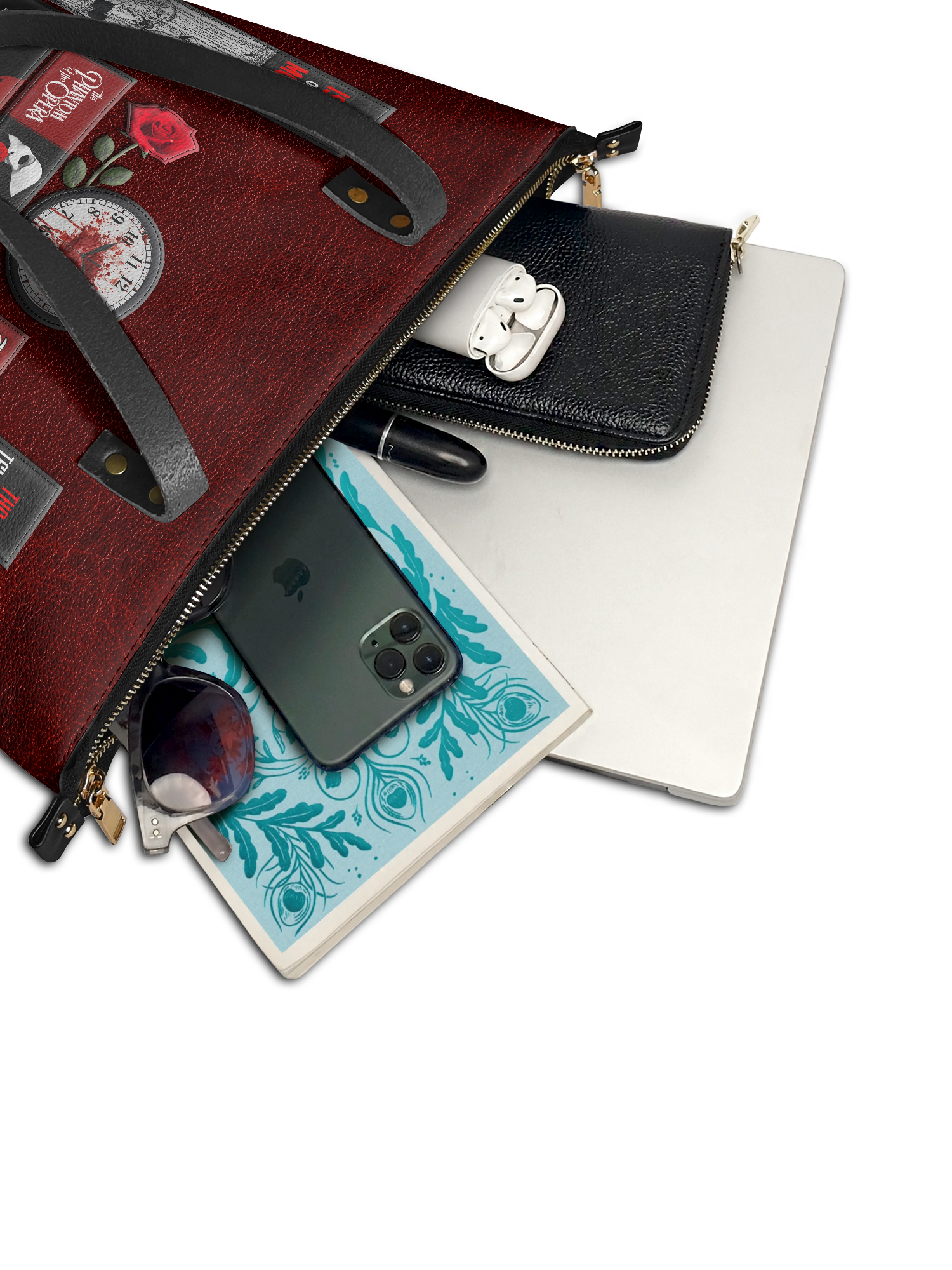 "The Crimson Codex" Leather Tote Bag