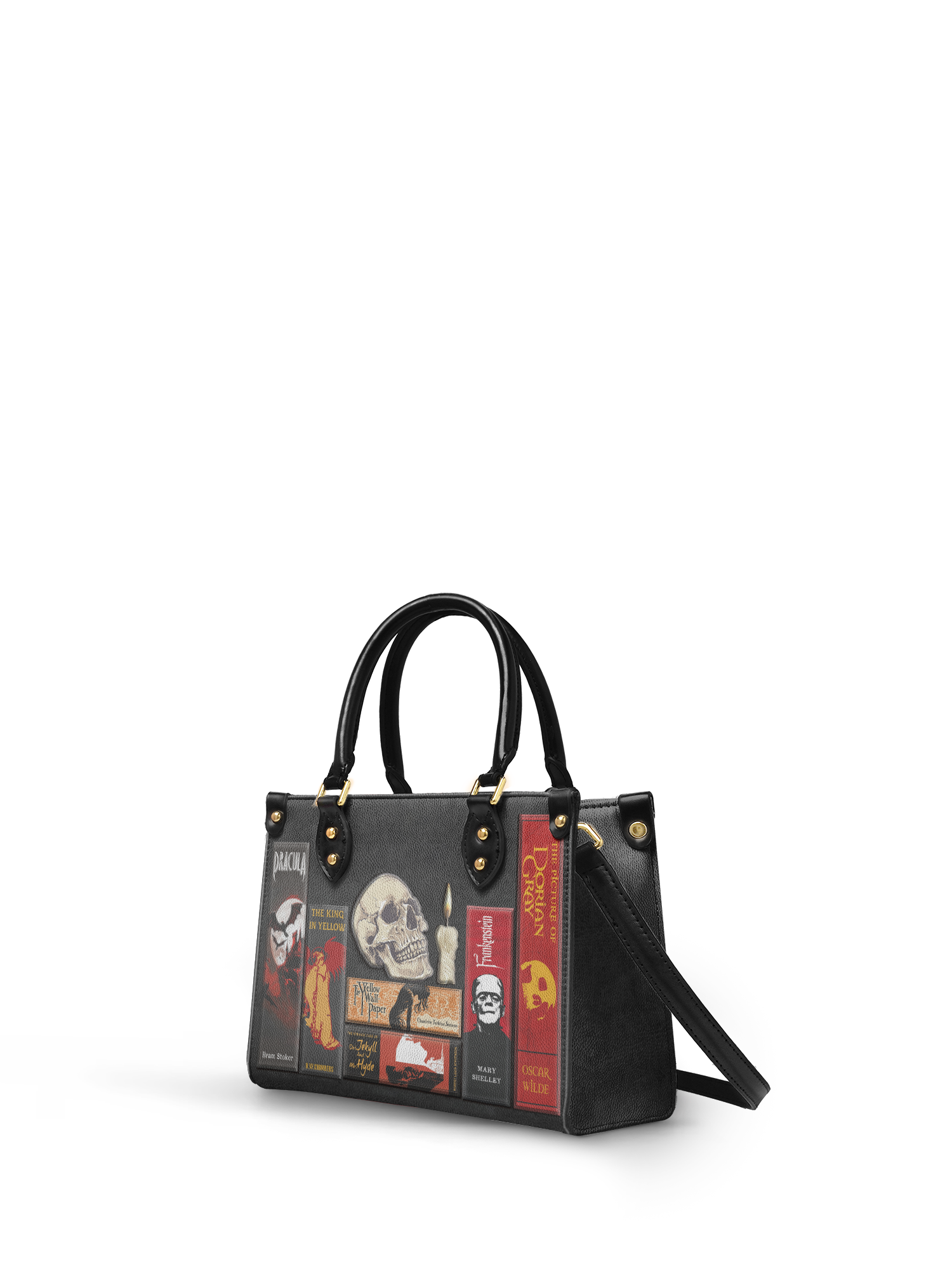 "The Codex of Gothic Tales" Deadlight Black Small Leather Handbag