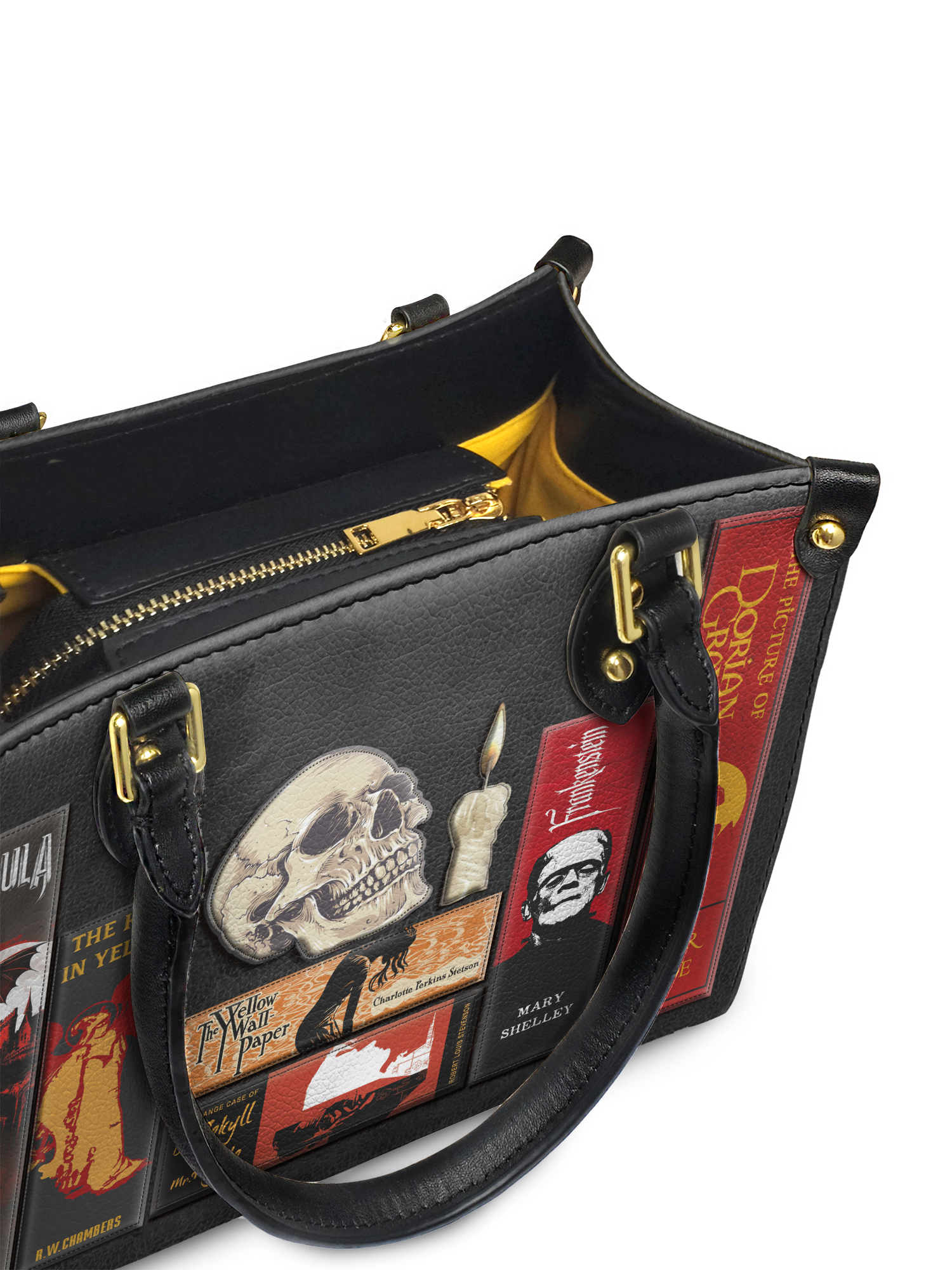 "The Codex of Gothic Tales" Deadlight Black Small Leather Handbag