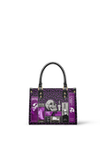 "The Codex of Gothic Tales" Violet Echo Small Leather Handbag