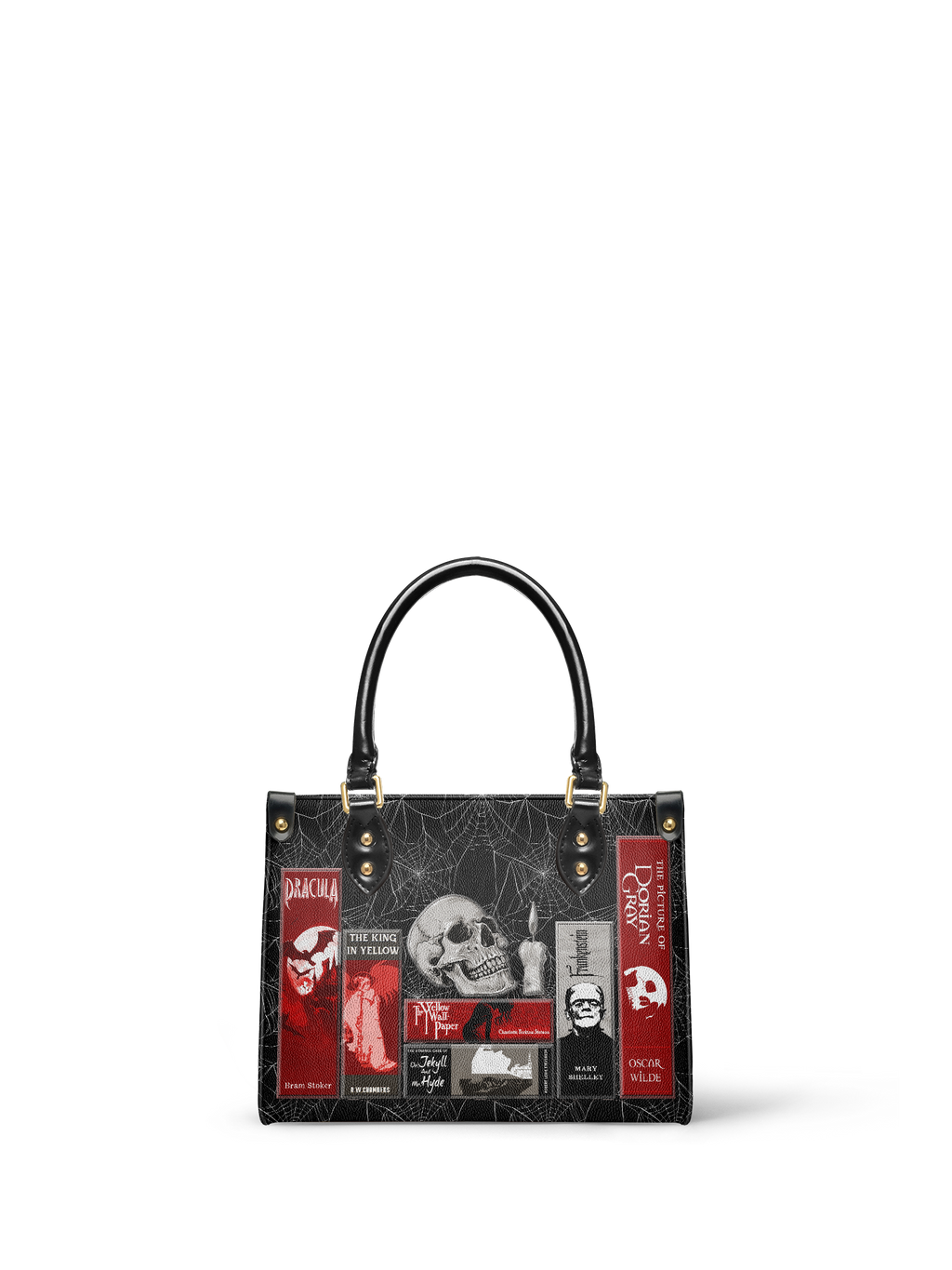 "The Codex of Gothic Tales" Black Widow’s Kiss Small Leather Handbag