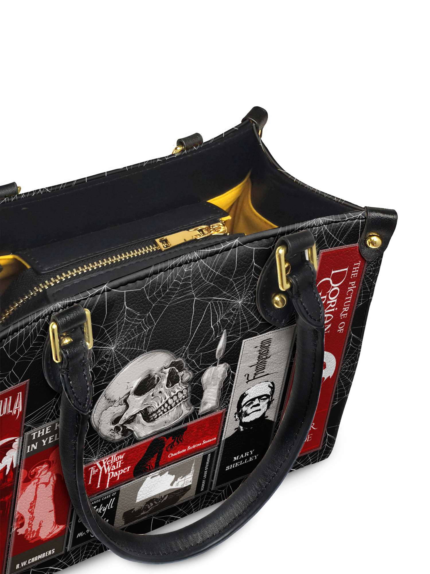 "The Codex of Gothic Tales" Black Widow’s Kiss Small Leather Handbag