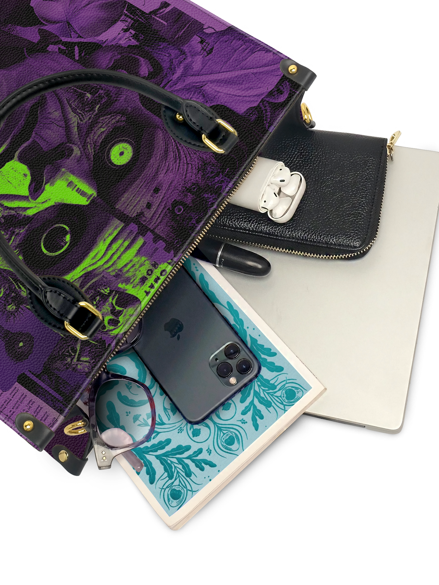 "Frankenstein" Lablight Violet Leather Handbag