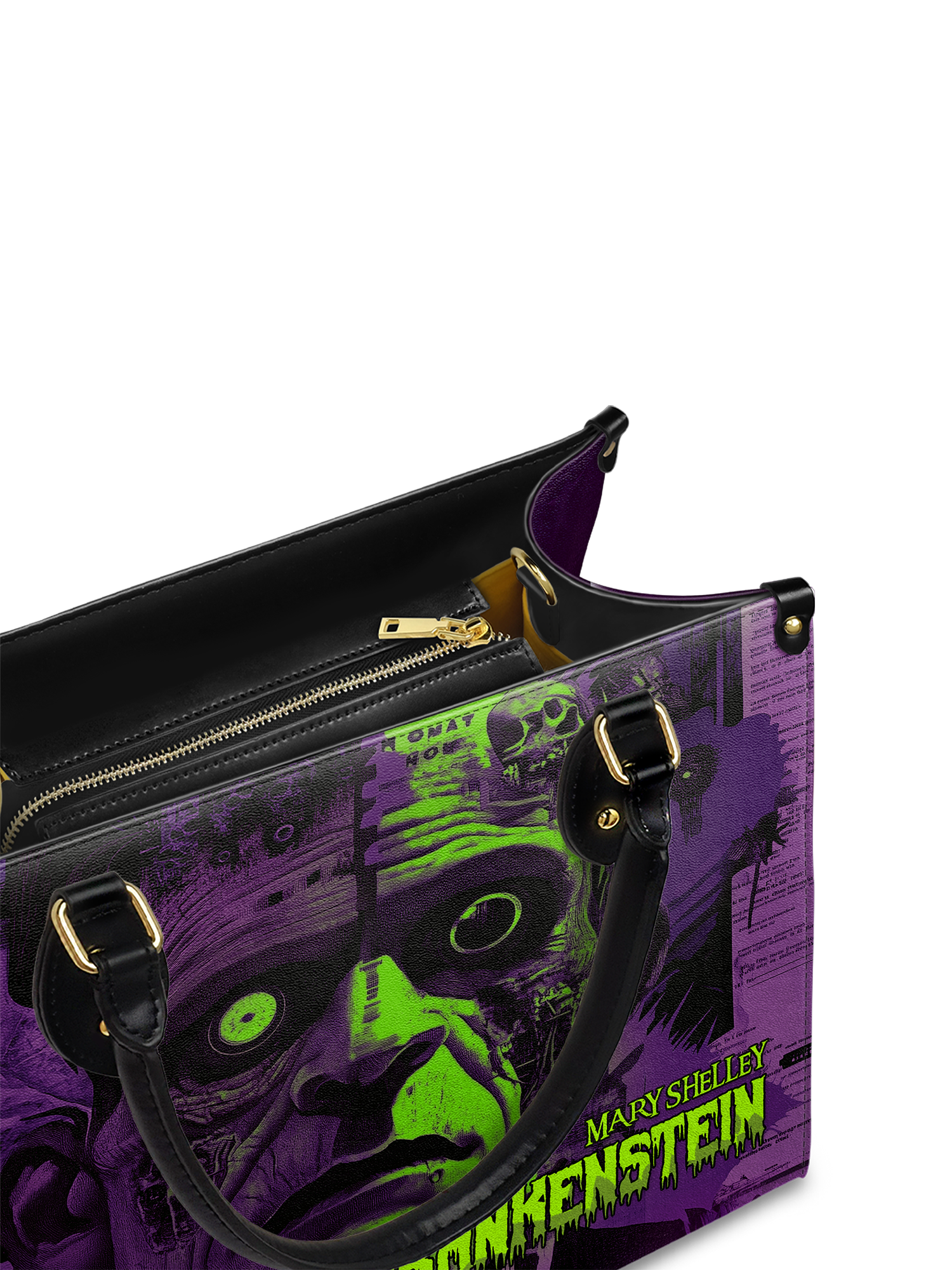 "Frankenstein" Lablight Violet Leather Handbag
