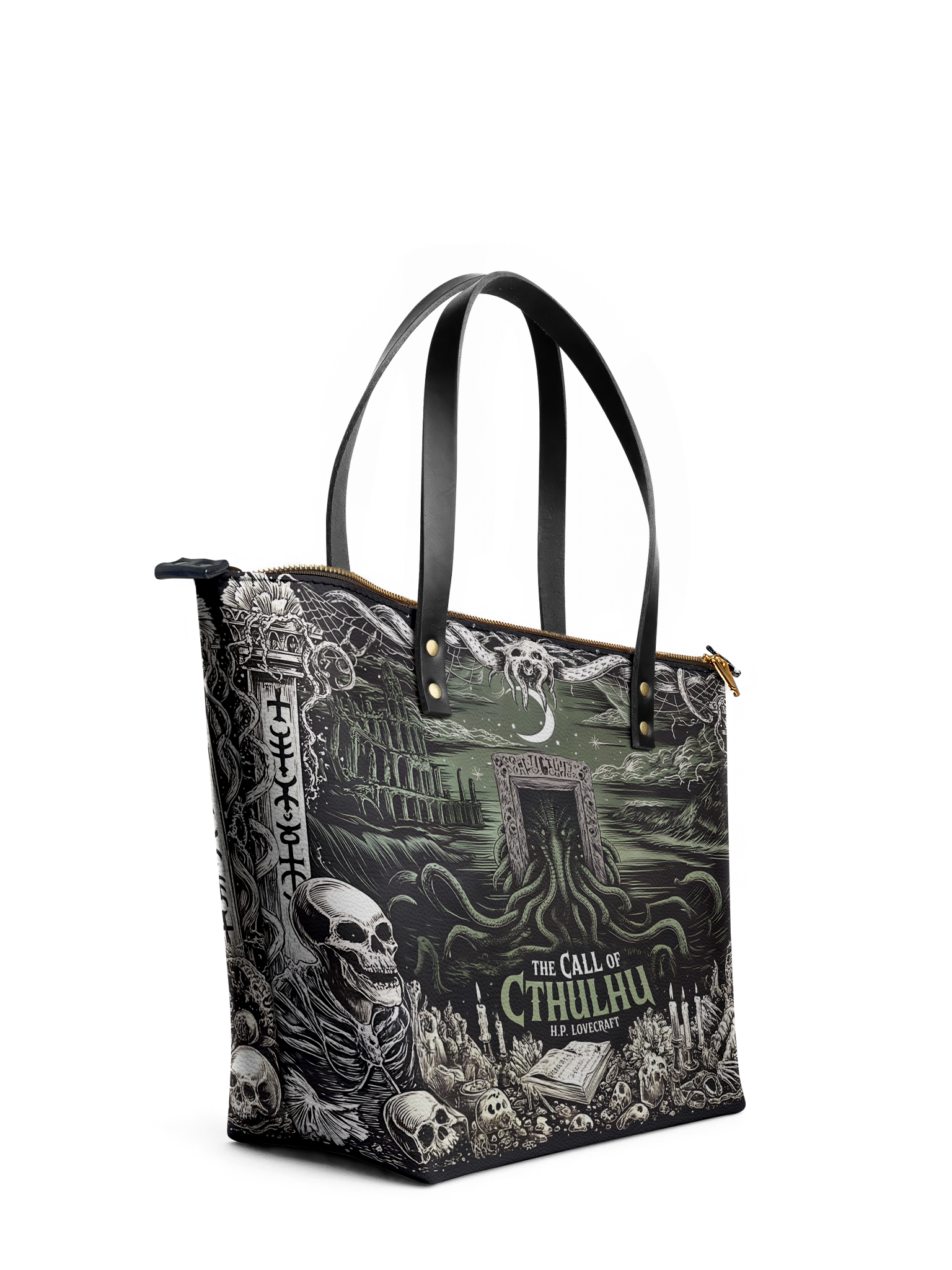 "The Call Of Cthulhu" Leather Tote Bag