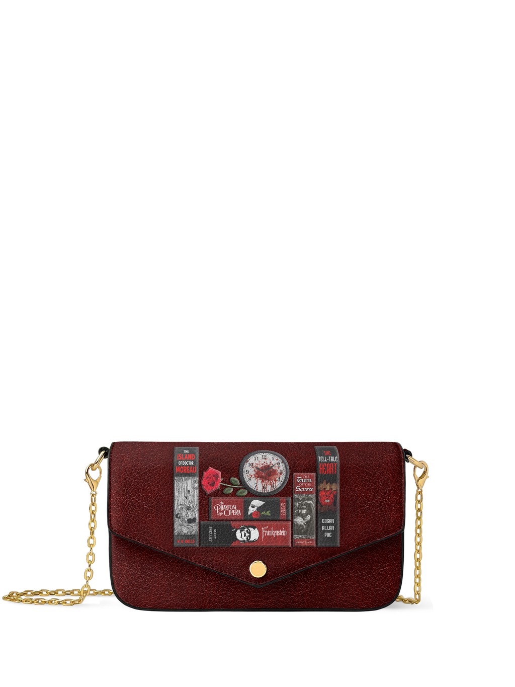 "The Crimson Codex" Envelope Chain Crossbody Bag