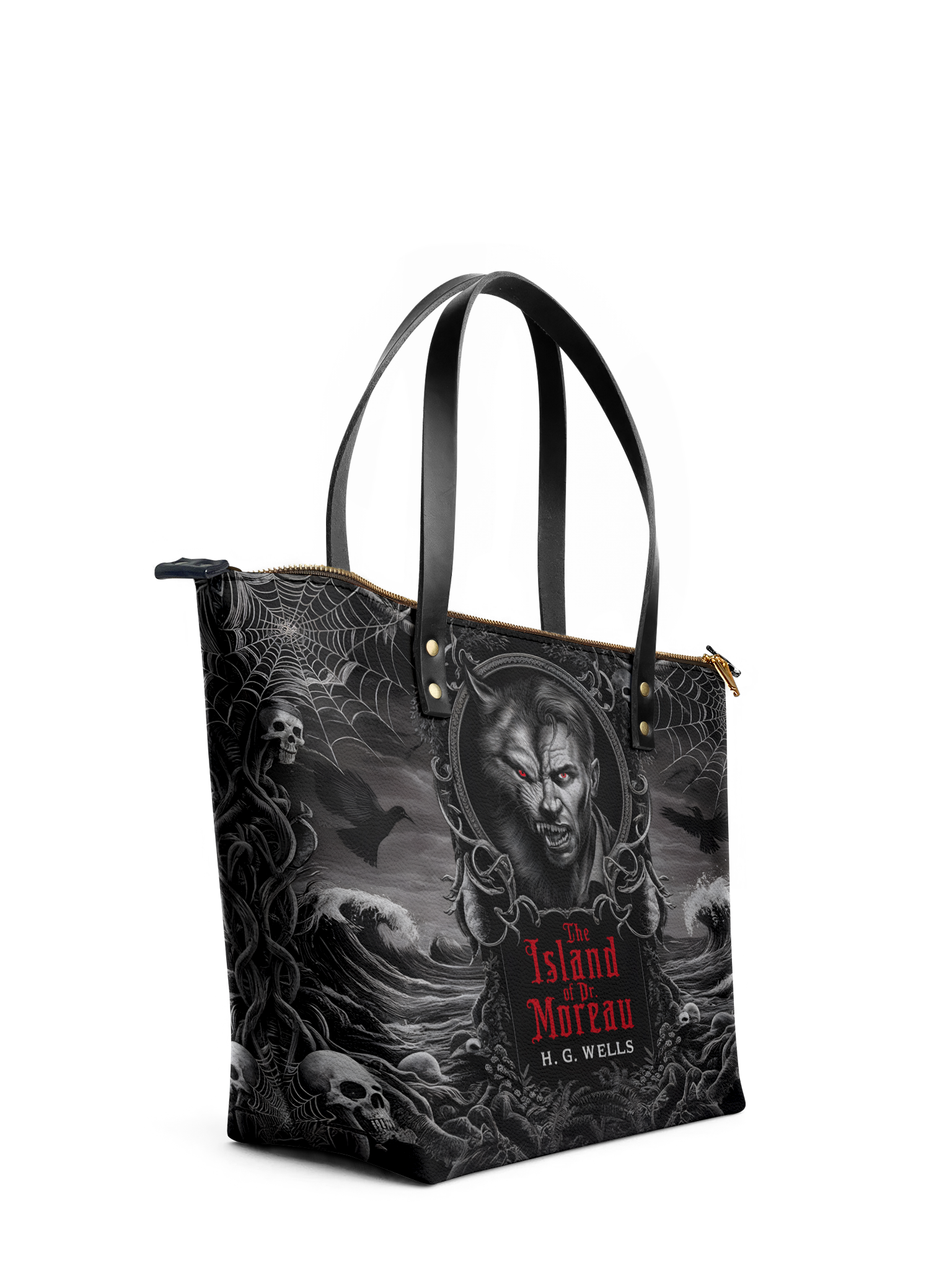 "The Island Of Dr Moreau" Leather Tote Bag