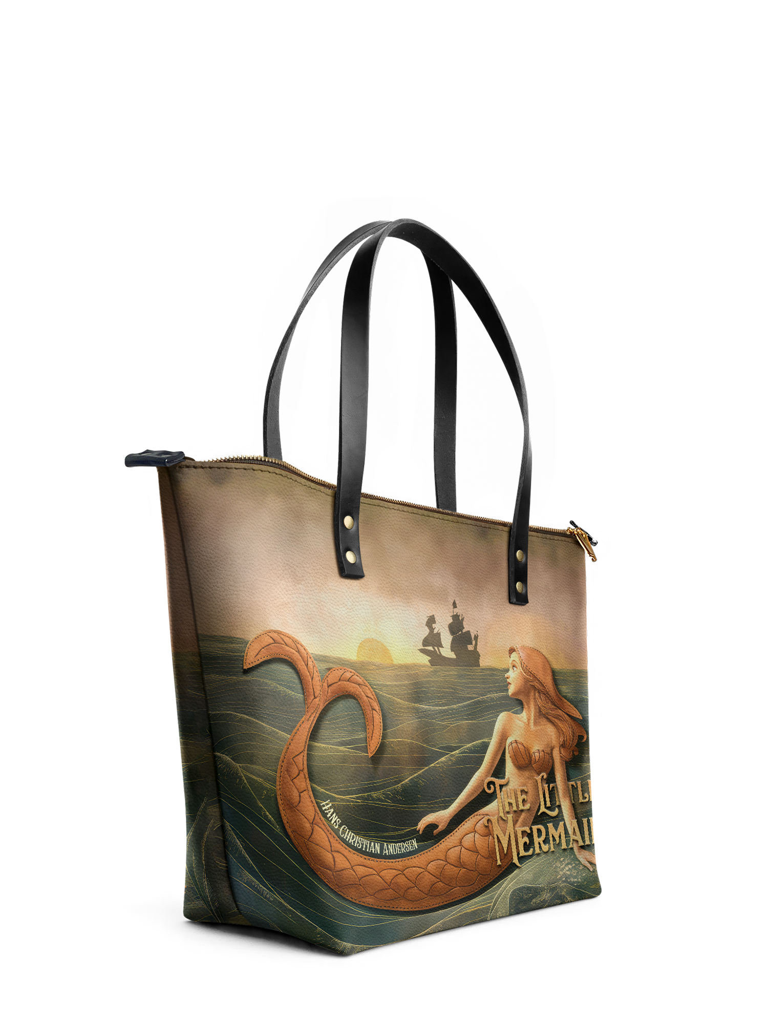 "Mermaid’s Sacrifice" Leather Tote Bag