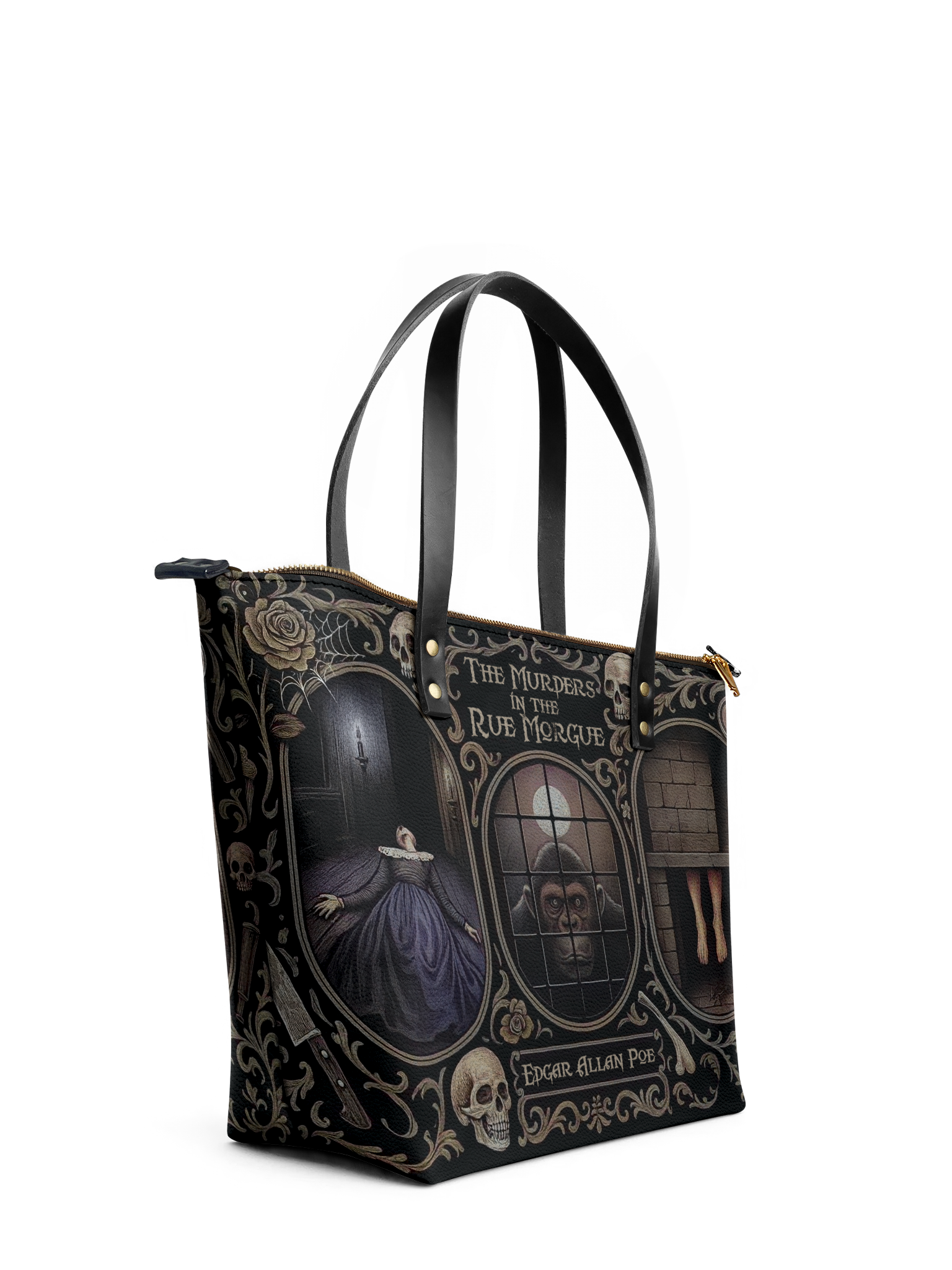 "The Murders In The Rue Morgue" Leather Tote Bag