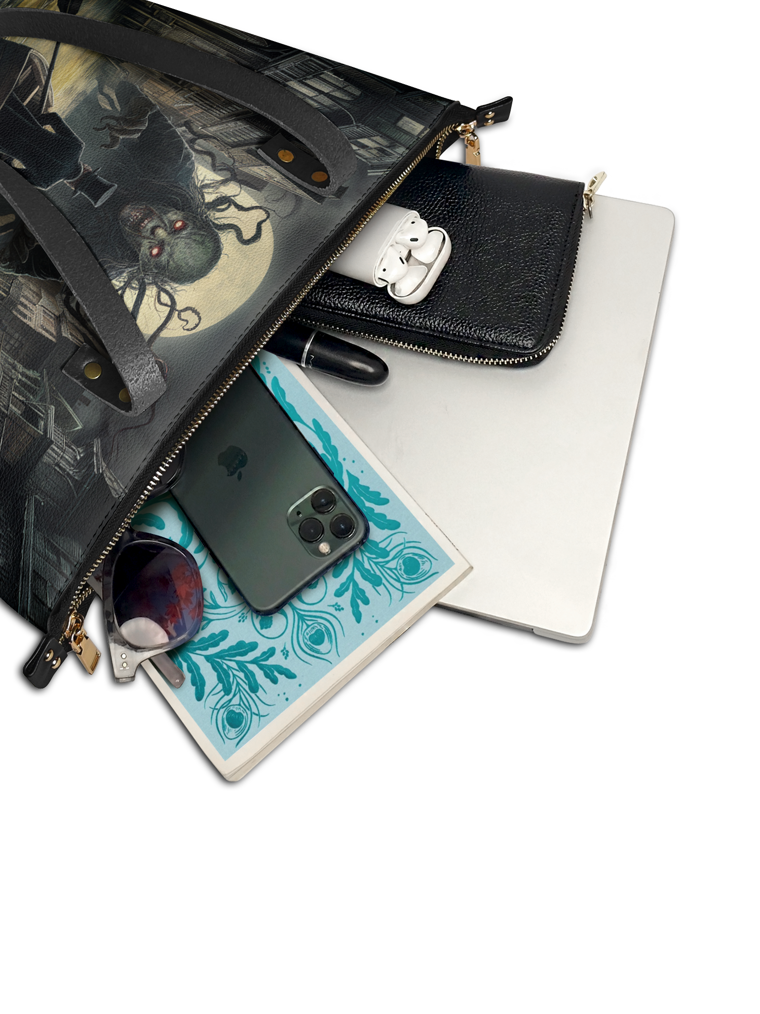 "The Shadow Over Innsmouth" Leather Tote Bag