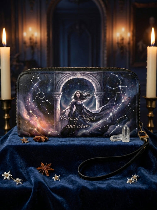 "Born of Night and Stars" Celestial Long Wallet