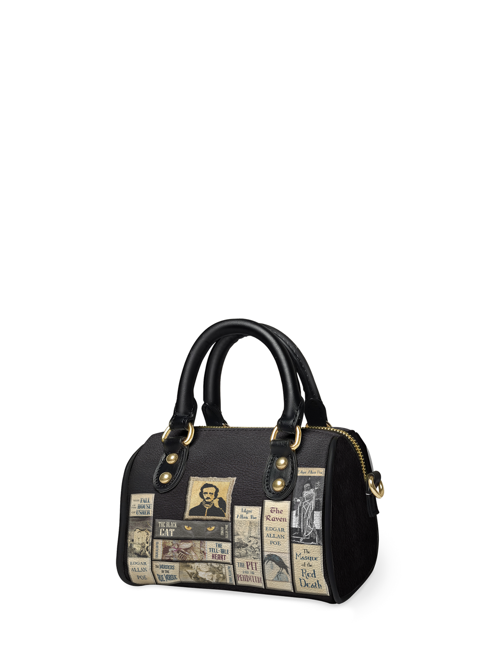 "Poe's Library" Ashen Black Mini Satchel