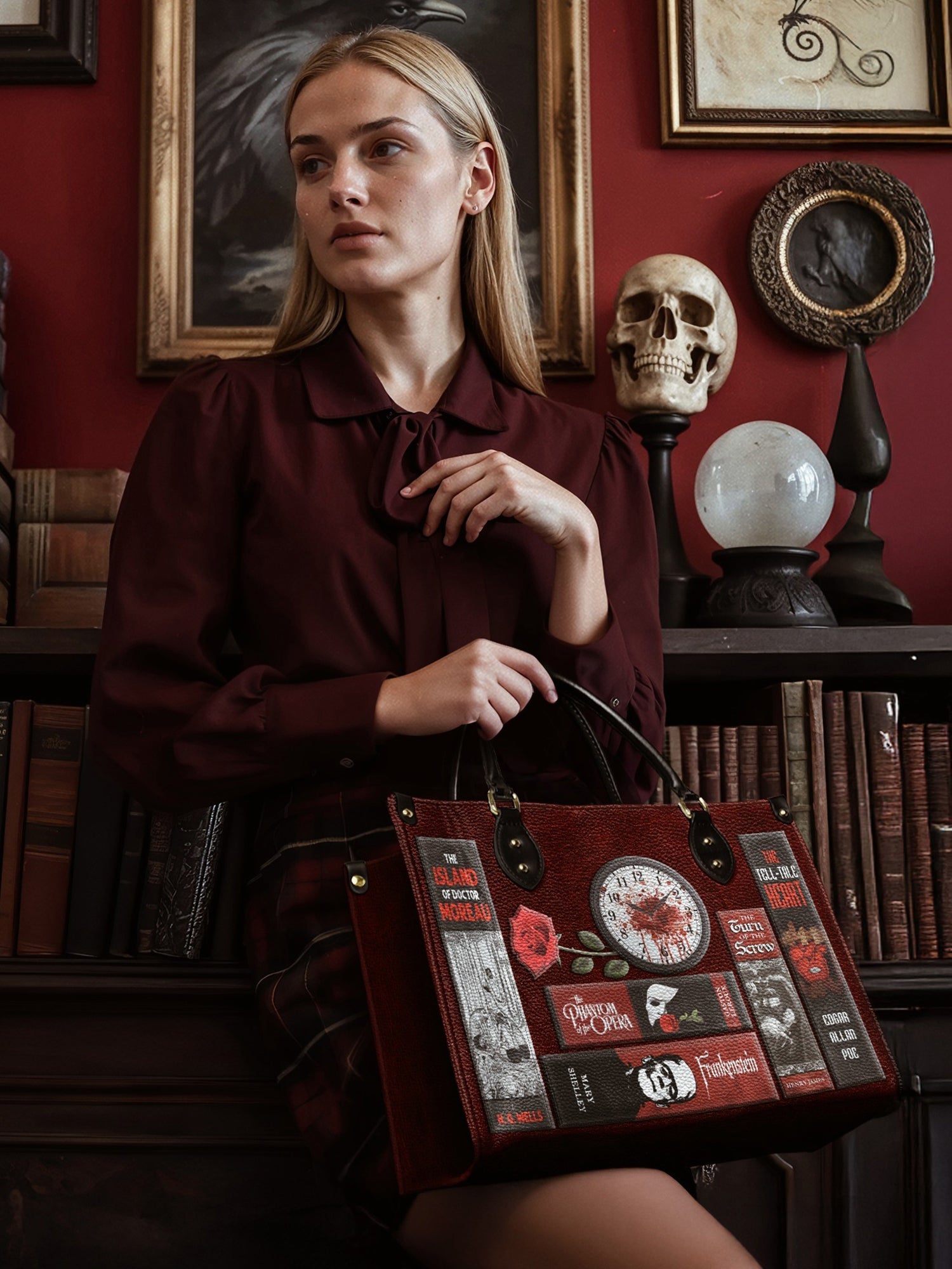 "The Crimson Codex" Leather Handbag