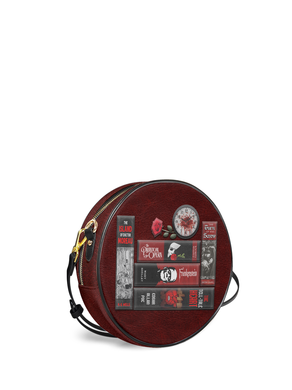 "The Crimson Codex" Circle Crossbody Bag