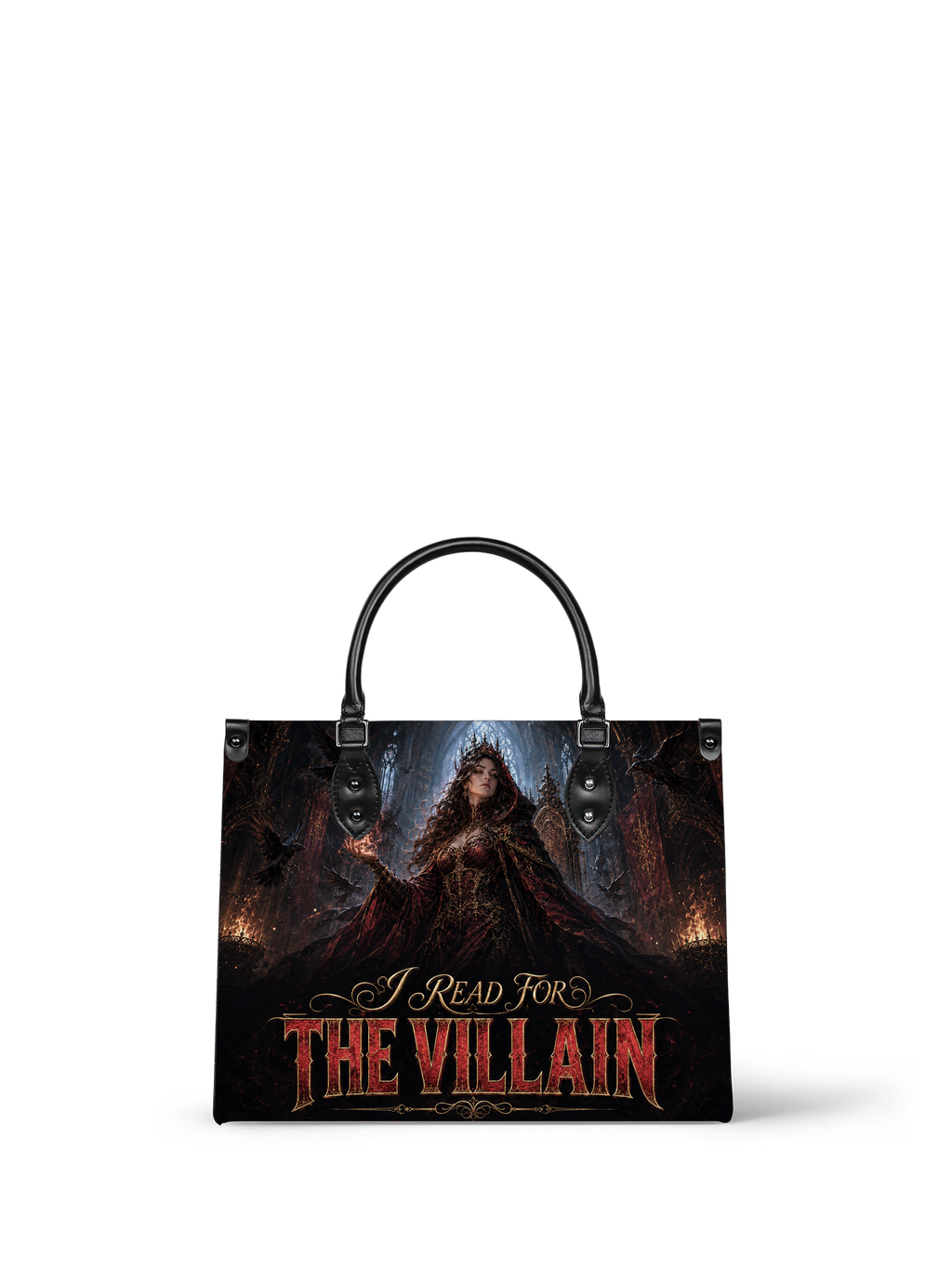 “I Read for the Villain” Cathedral Coronation Leather Handbag