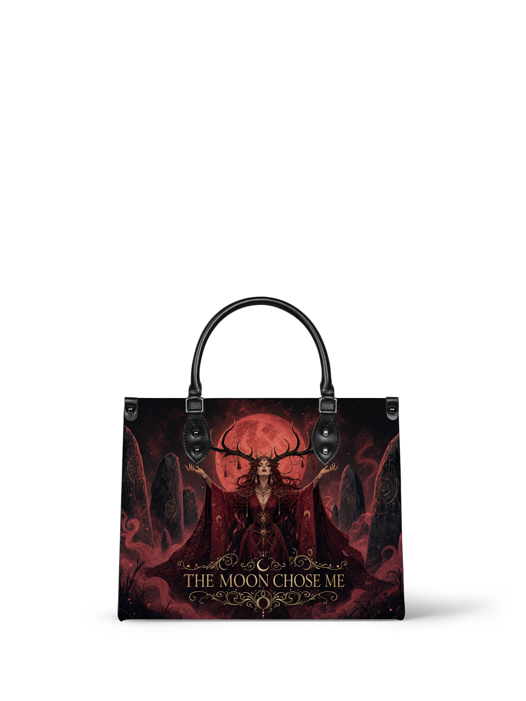 “The Moon Chose Me” Antlered Witch Leather Handbag
