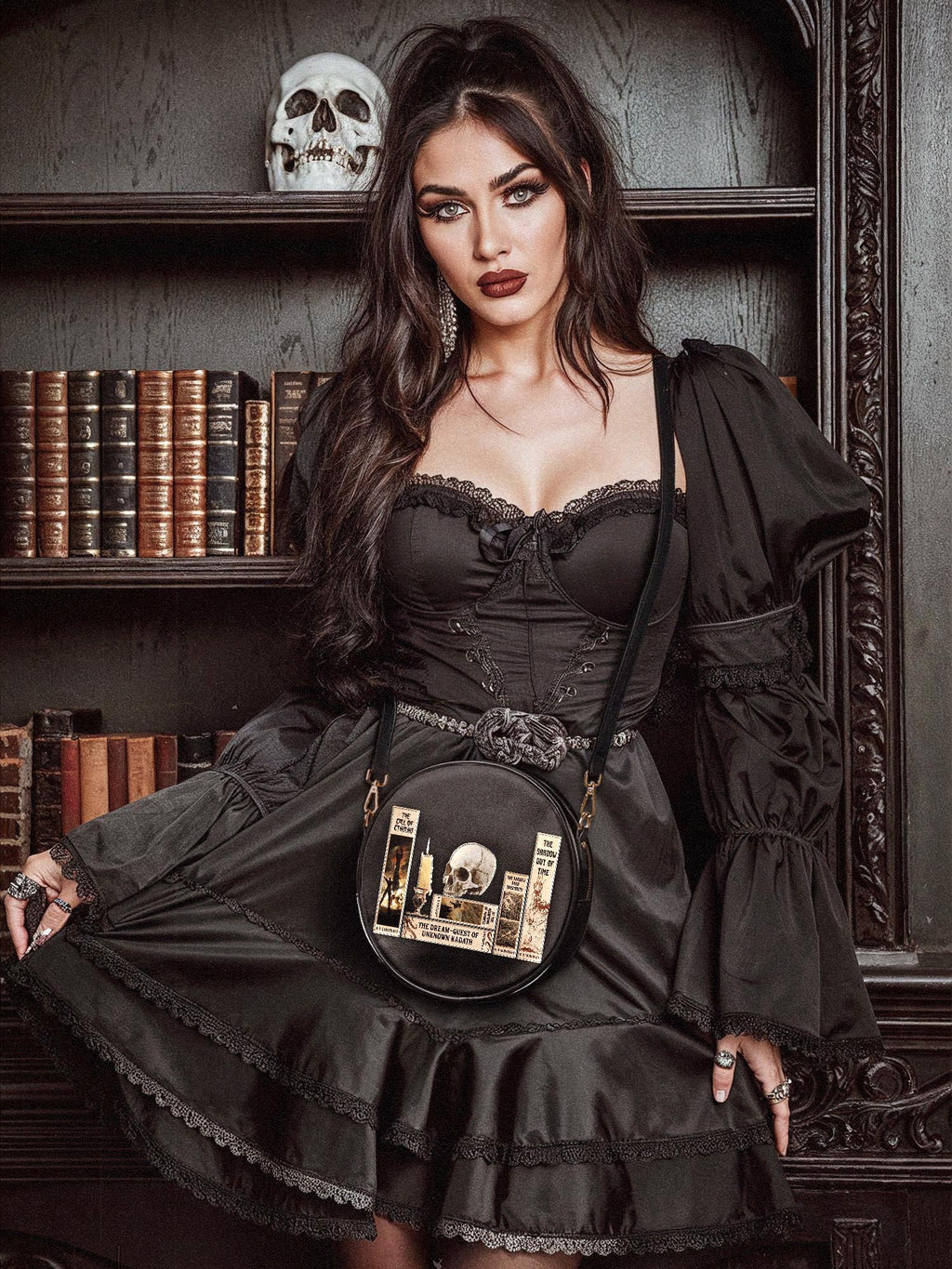 Lovecraftian Black Circle Crossbody Bag