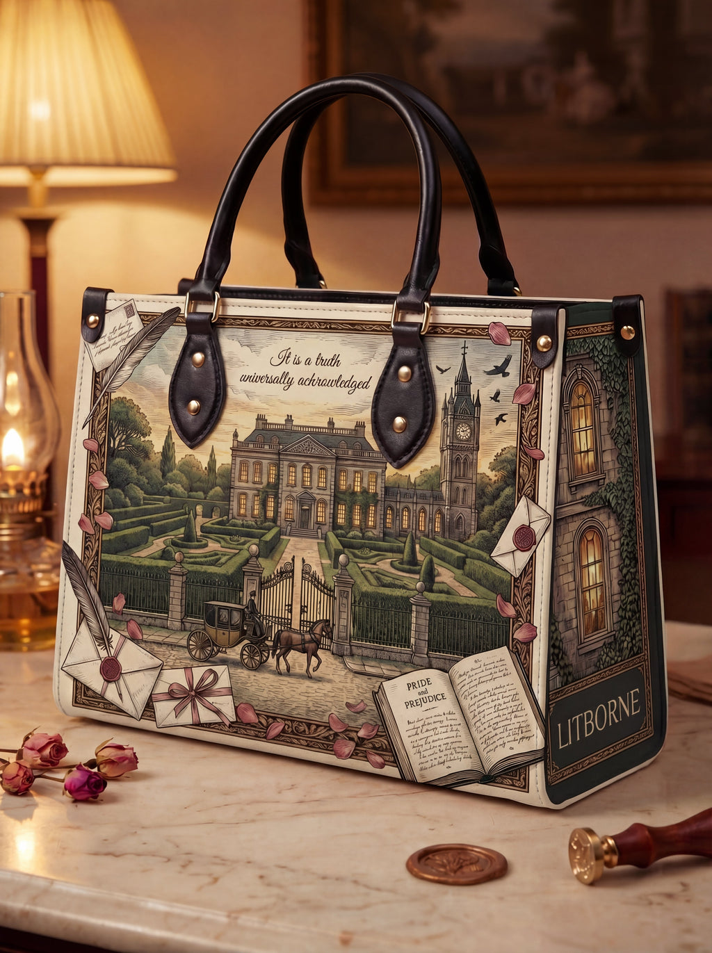 Pride and Prejudice Regency Leather Handbag - main mockup