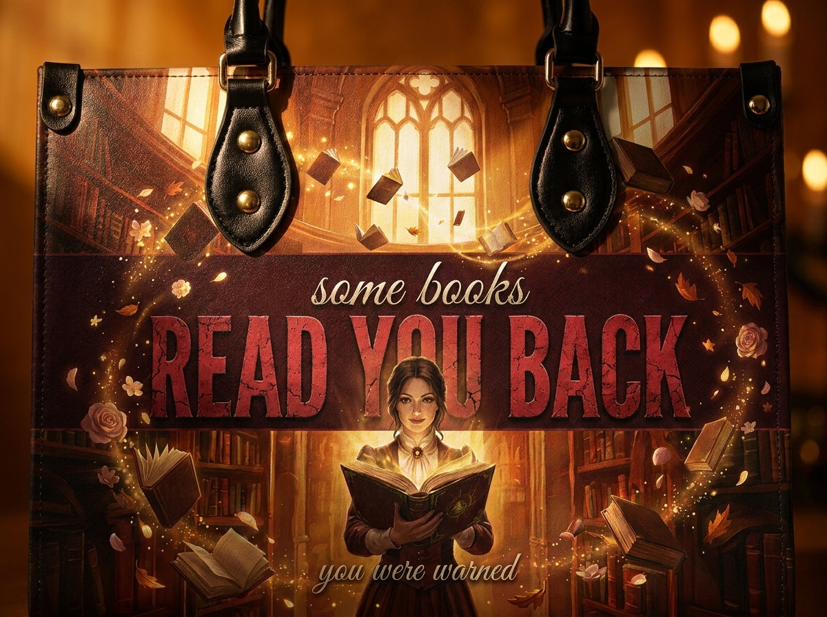 "Read Your Back" Hush Library Leather Handbag - mk2