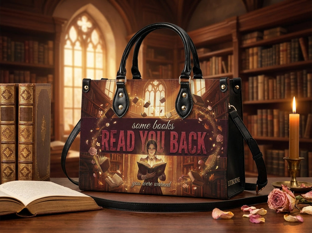 "Read Your Back" Hush Library Leather Handbag - mk3