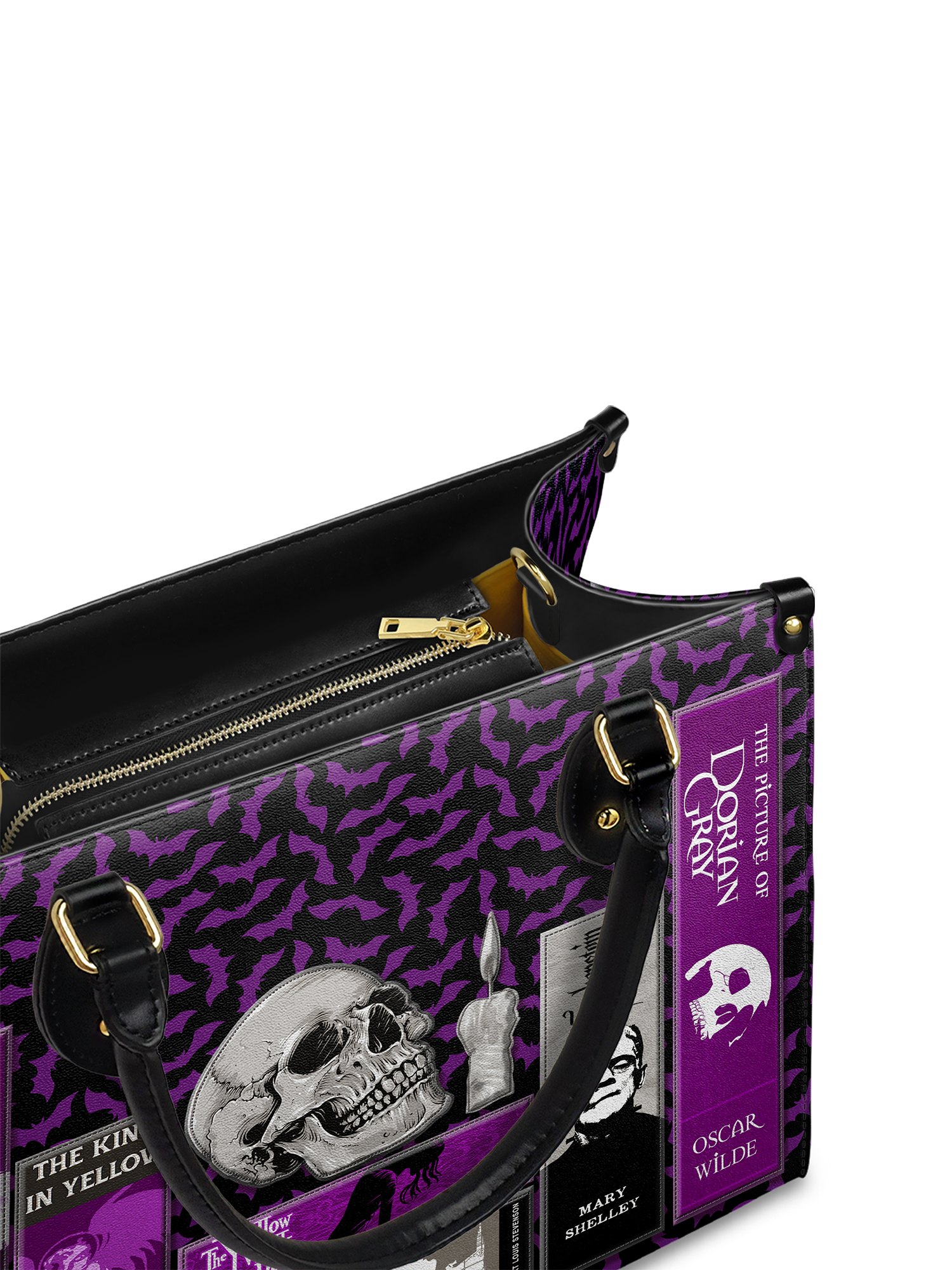 "The Codex of Gothic Tales" Violet Echo Leather Handbag