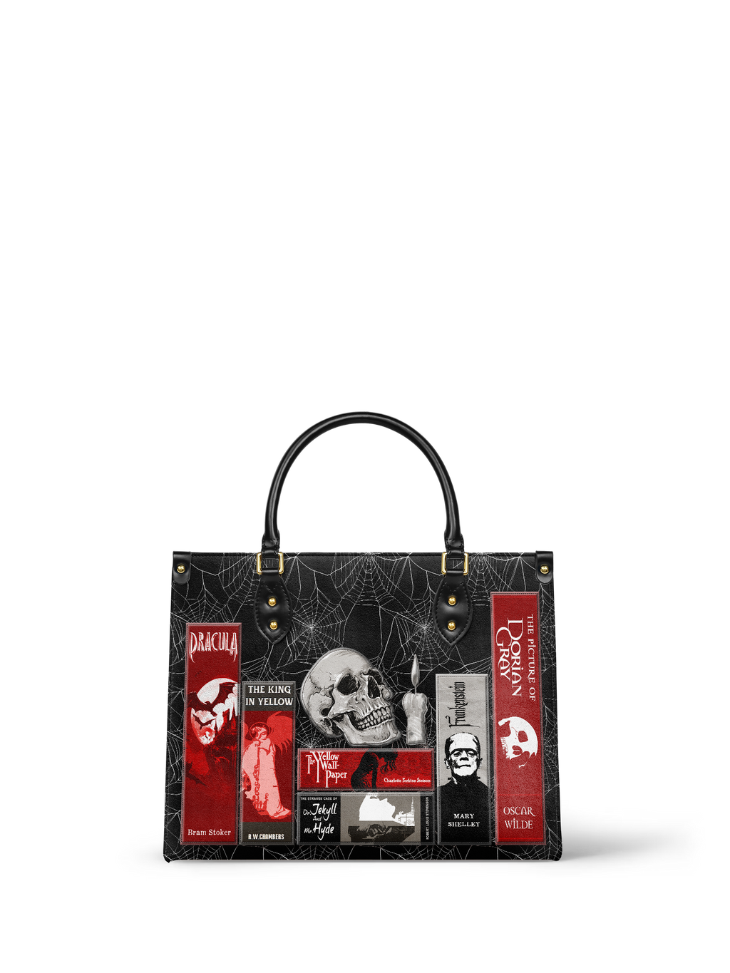 "The Codex of Gothic Tales" Black Widow’s Kiss Leather Handbag