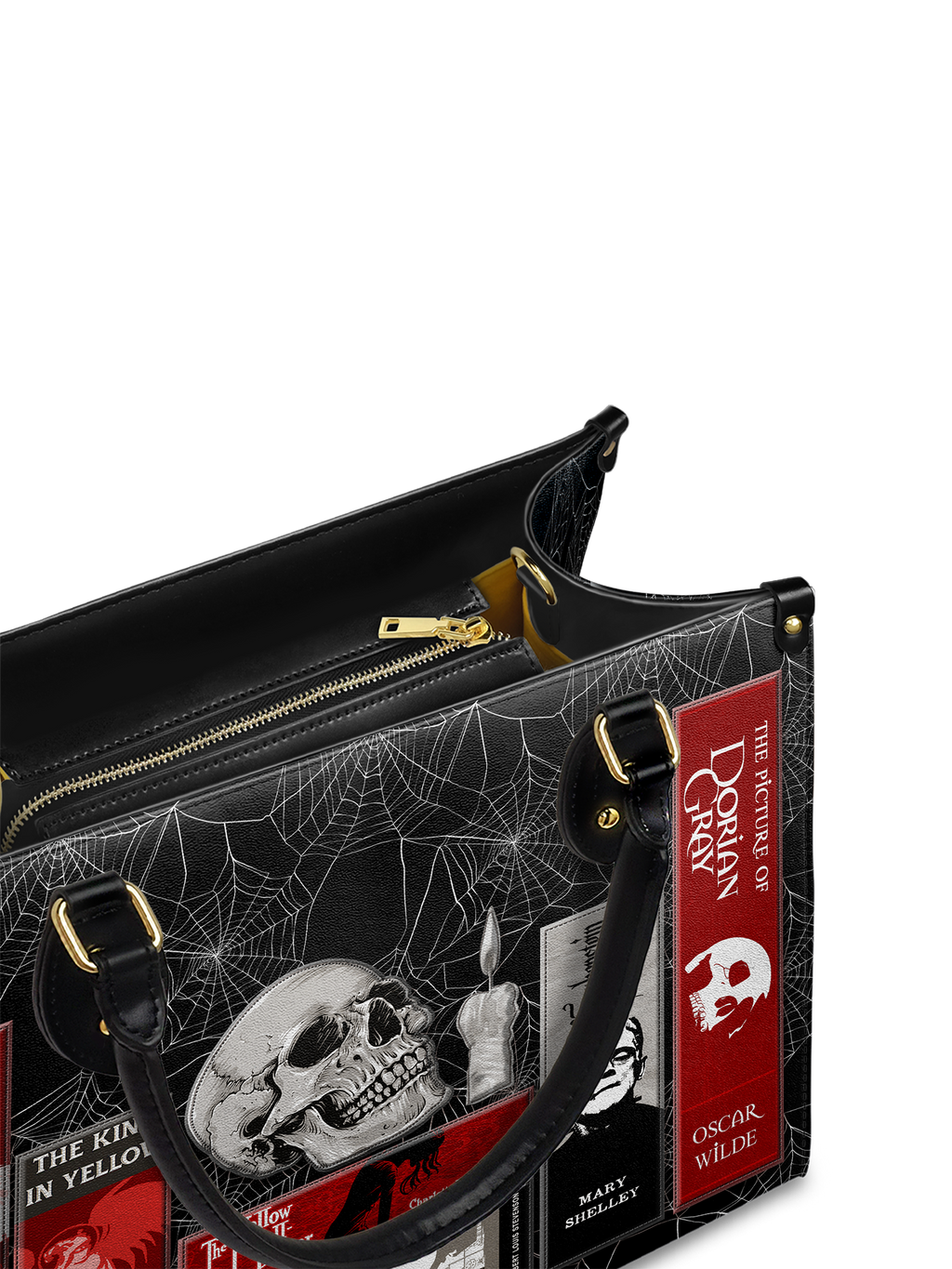 "The Codex of Gothic Tales" Black Widow’s Kiss Leather Handbag